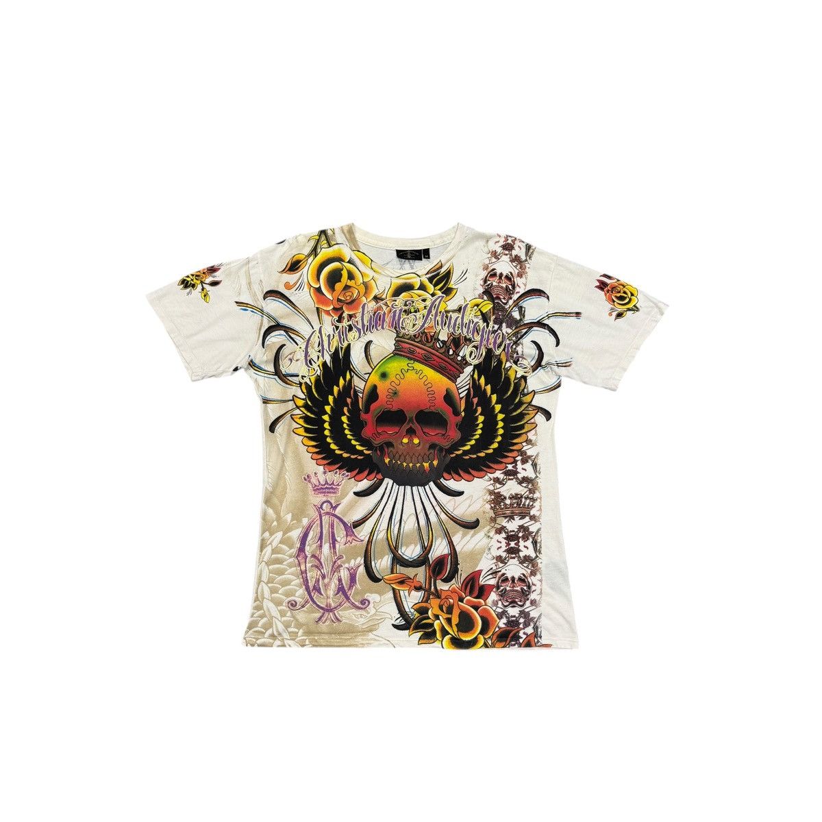 Christian Audigier × Ed Hardy Christian Audigier Tattoo Skulls Roses Y2K Hip Hop T-Shirt Size US M / EU 48-50 / 2 - 1 Thumbnail