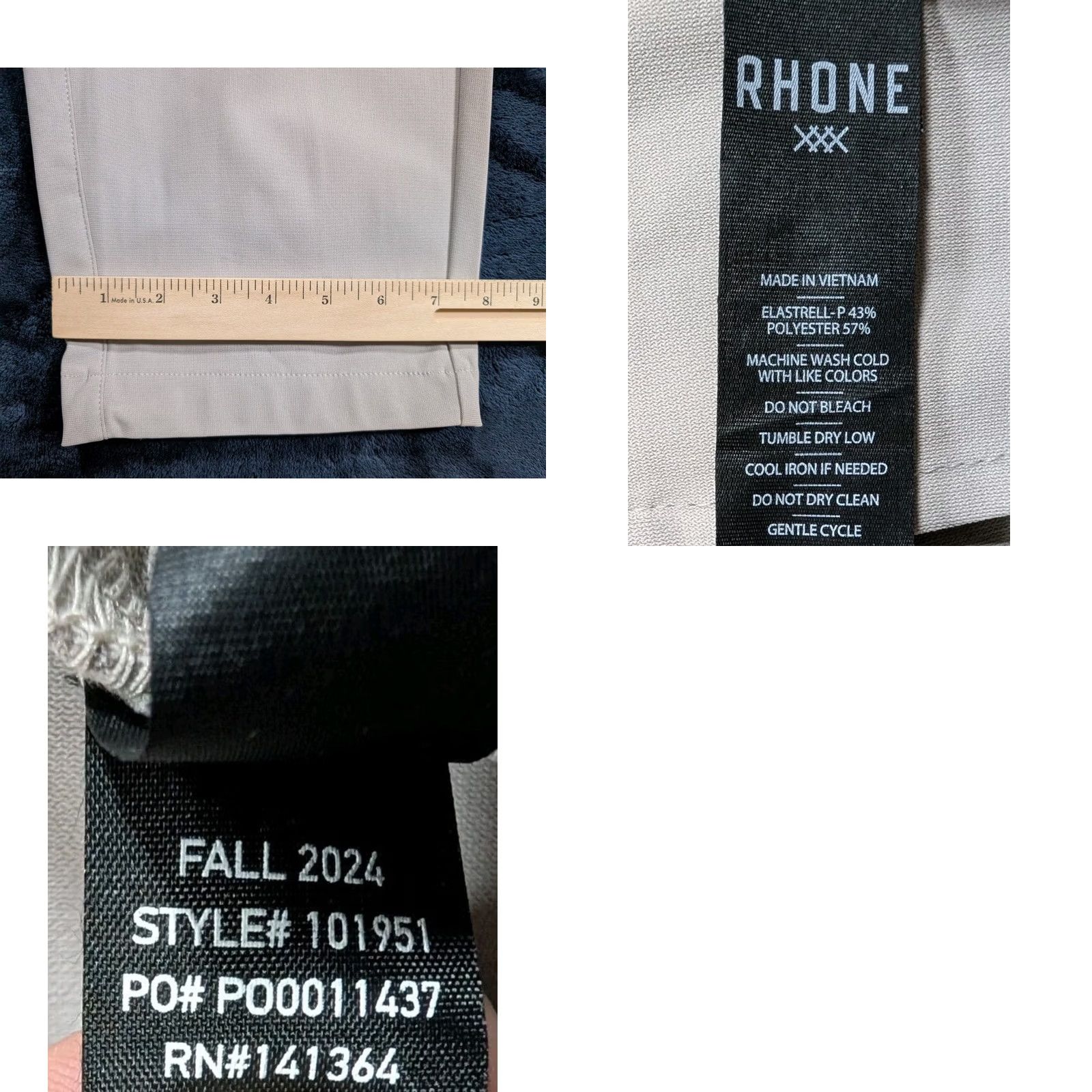 Rhone Rhone Slim Cropped Pants Men's 32x26 Beig e Stretch Polyester Flat Front Inseam 26 In Tapered Size US 32 / EU 48 - 9 Thumbnail