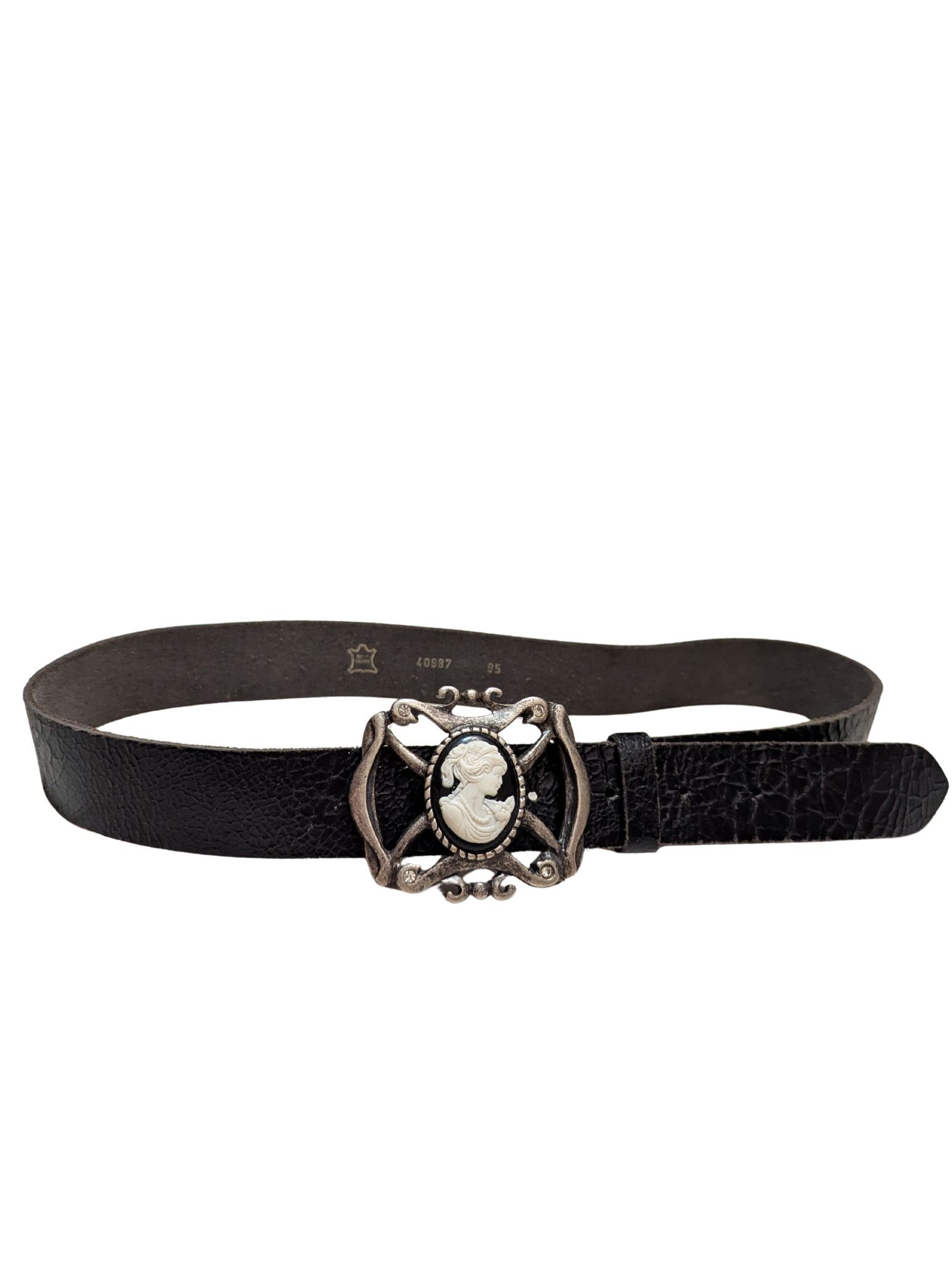 Vintage Vintage Leather Belt with Cameo Buckle – Made in Italy Size ONE SIZE - 1 Thumbnail