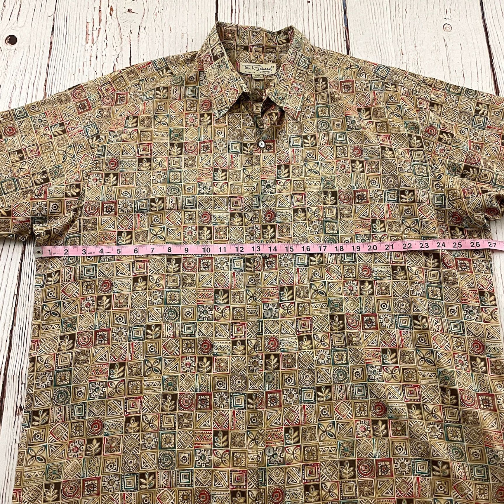 Tori Richard Tori Richard Button-Up Short Sleeve Hawaiian Shirt Mens 2XL Beige Floral Cotton Denim Hawaiian 2XL Mens Shirt Size US XXL / EU 58 / 5 - 3 Thumbnail