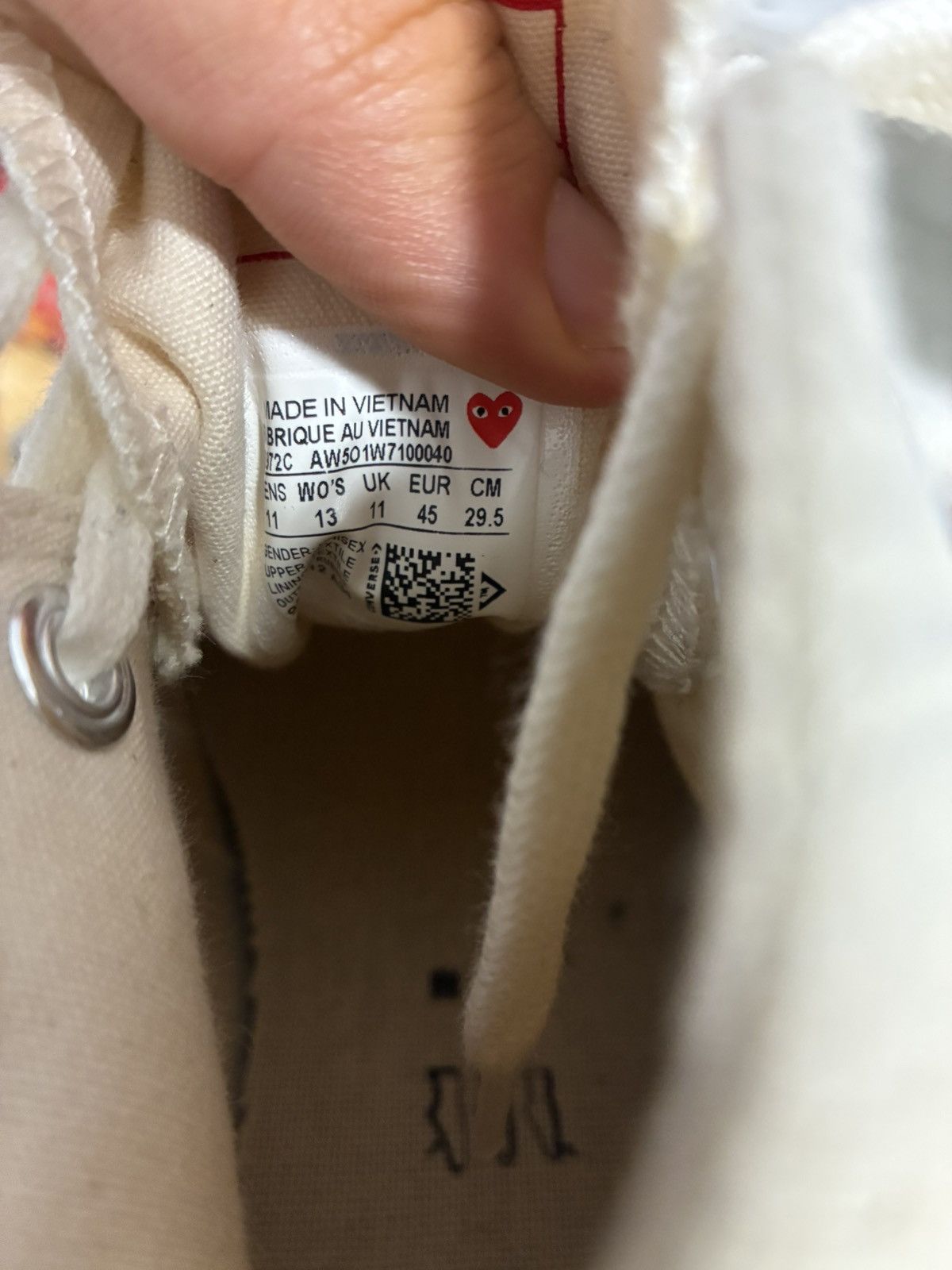 Comme des Garcons PLAY × Converse Comme des GARCONS X Converse White Size US 11 / EU 44 - 5 Thumbnail