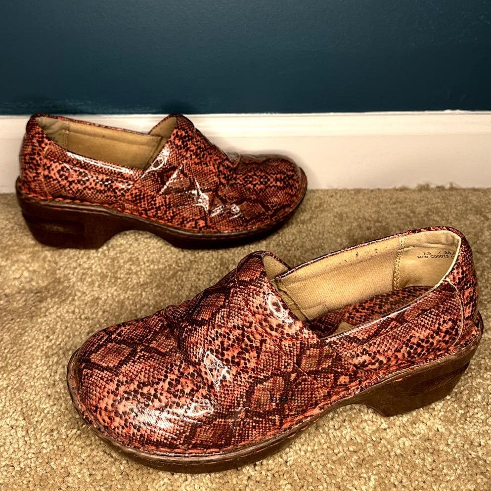 Other B.O.C Faux Leather Snakeskin Print Clogs Shoes Dark Pink 7.5 Size US 7.5 / IT 37.5 - 5 Thumbnail