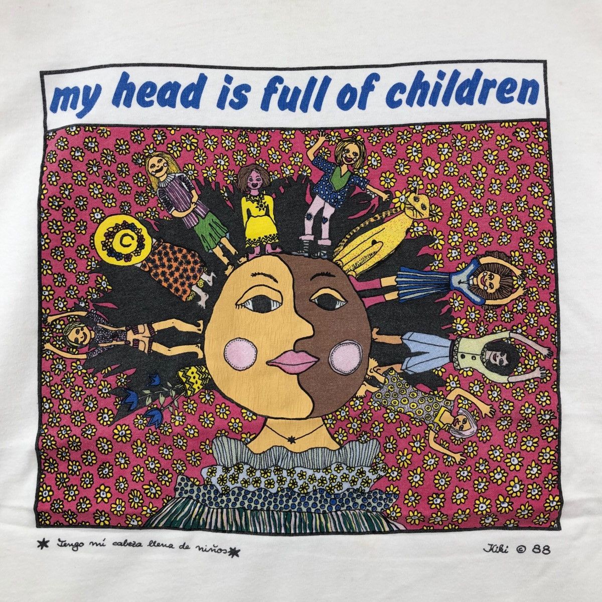 Vintage Vintage 80s KIKI SMITH Art My Head Is Full OfChildren TShirt Size US XXL / EU 58 / 5 - 3 Thumbnail