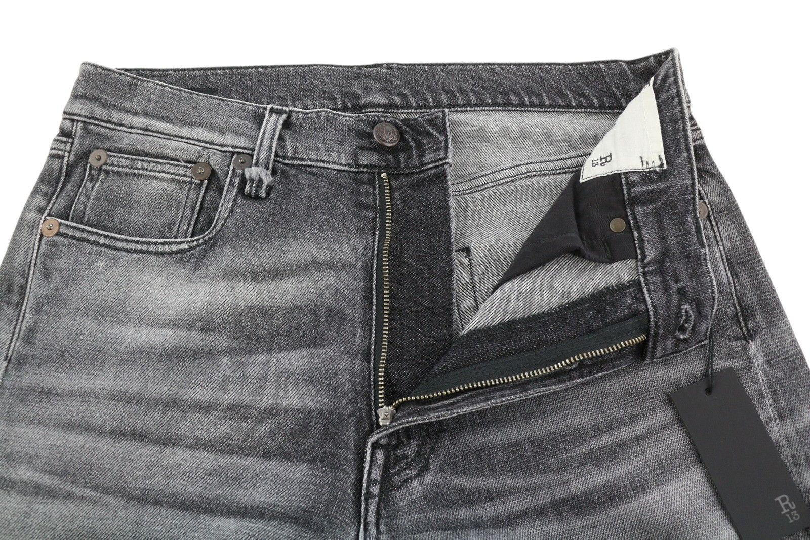 R13 BOYFRIEND 27 Vintage Grey Washed Zip Ankle 85463 Size 27" / US 4 / IT 40 - 3 Thumbnail