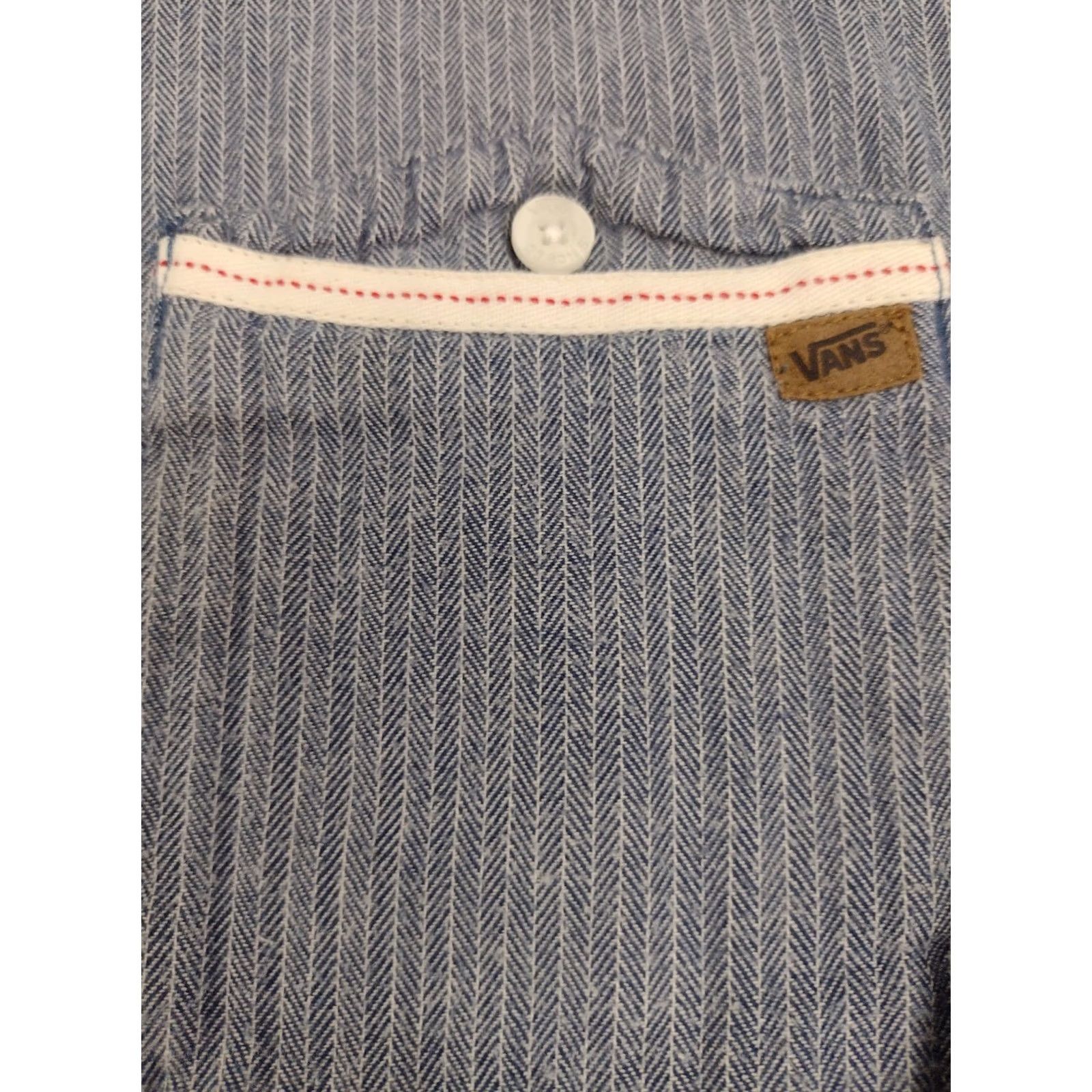 Vans VANS Flannel Shirt Button-Up Shirt Long Sleeve Blue/Wht Stripes 703 Men S Regular with Pockets All Seasons Casual Workwear Size US S / EU 44-46 / 1 - 2 Thumbnail