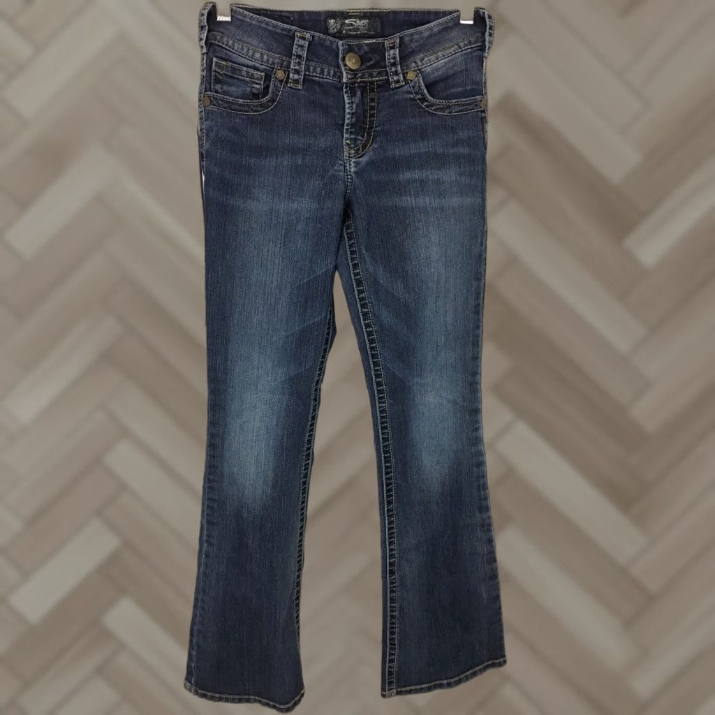 Silver Jeans Co. VINTAGE Silver Jeans Suki Slim Boot Denim Blue Jeans Women's 26x32 Slimming Medium Wash Boot Cut Women Blue 90s Size 26" / US 2 / IT 38 - 1 Preview