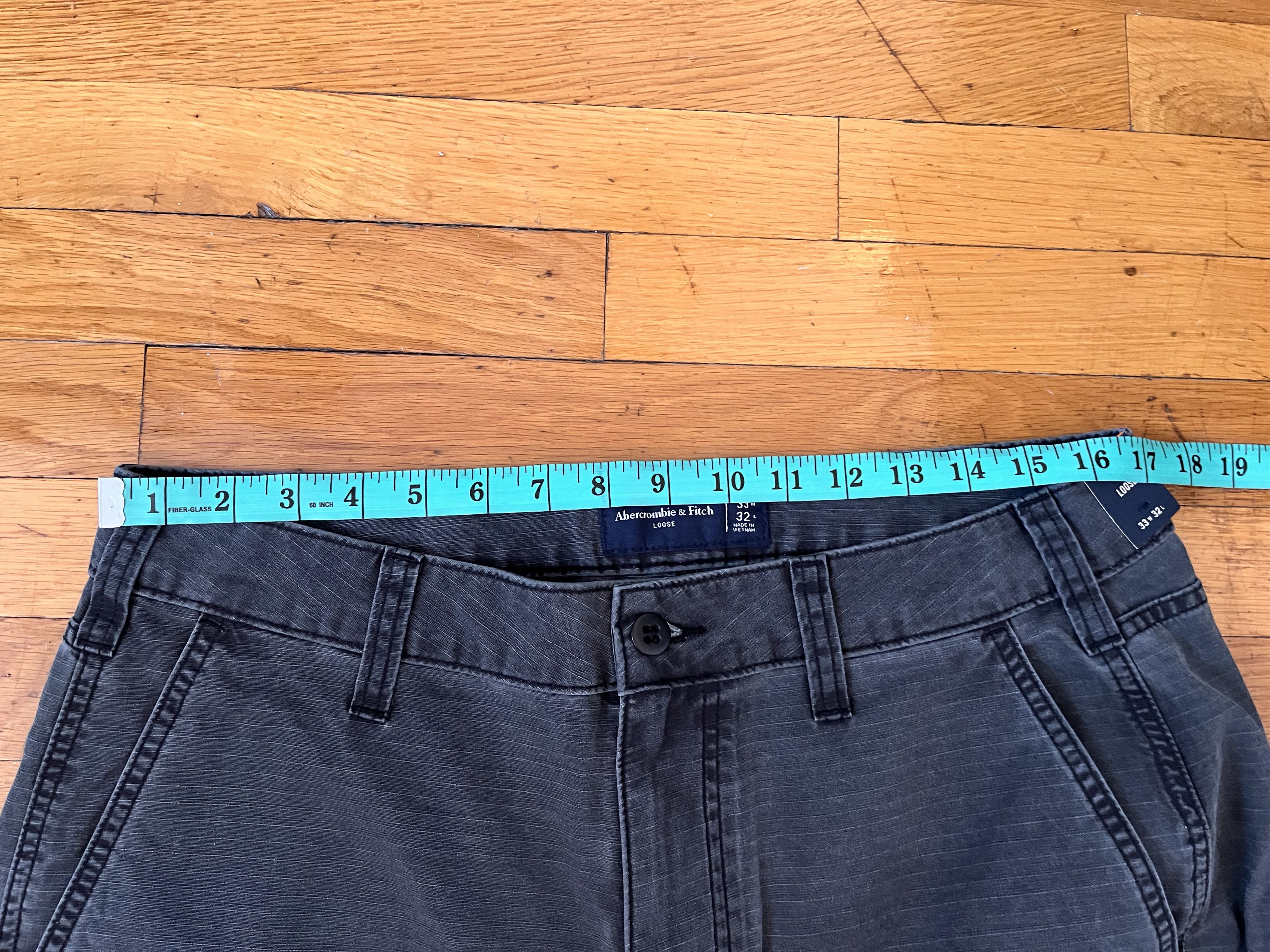 Abercrombie & Fitch Double Knee Gray Carpenter Pants Men's 33x32 Size US 33 - 3 Thumbnail