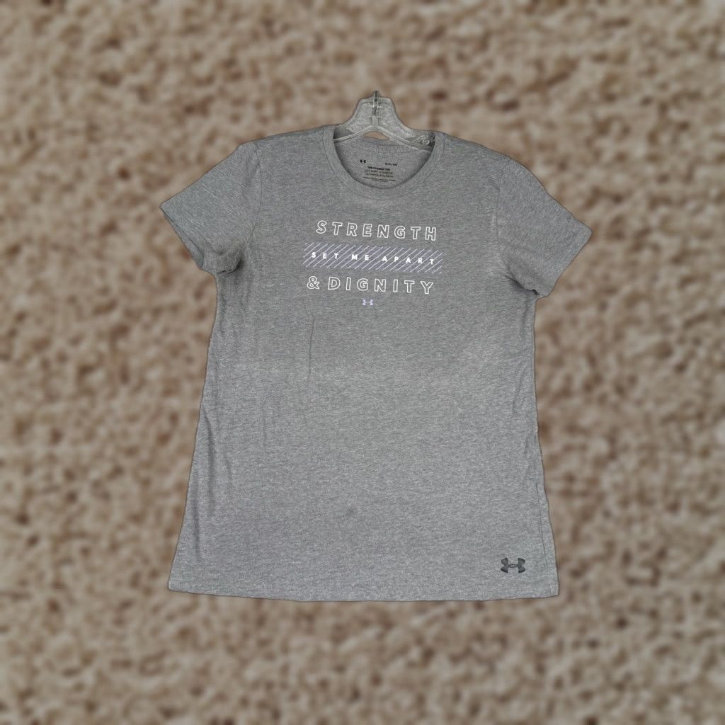 Under Armour Under Armour Shirt Womens Small Gray Strength Dignity Graphic Tee Athletic Size S / US 4 / IT 40 - 1 Thumbnail