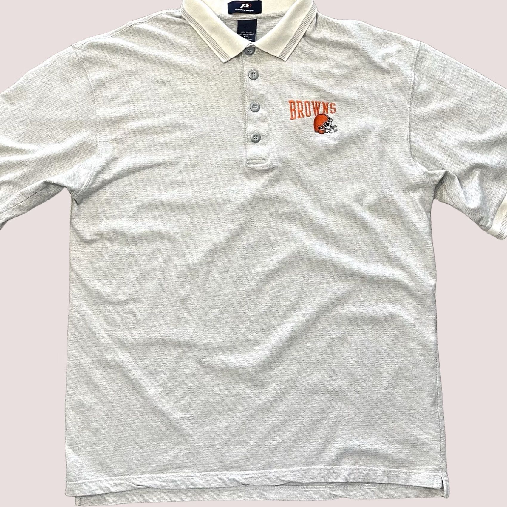 Pro Player VINTAGE Pro Player Cleveland Browns Polo Shirt Mens XXL Cotton Light Grey Polo Shirts Brown Grey Size US L / EU 52-54 / 3 - 1 Thumbnail