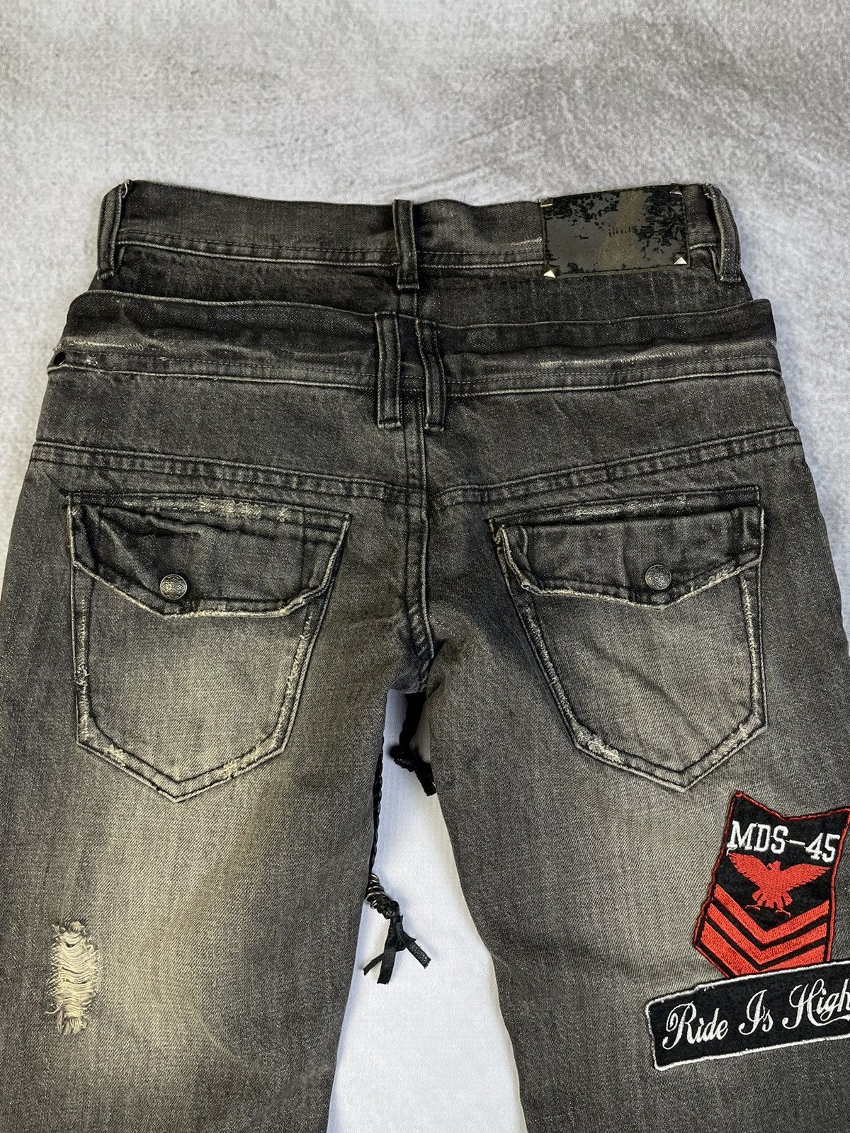 Tornado Mart 2000s Midas Vkei Style Lace Up Double Waist Flare Jeans Size US 29 - 13 Thumbnail
