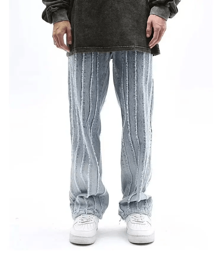 Jean Striped Baggy Flared Wide Leg Jeans y2k retro Size US 34 / EU 50 - 2 Thumbnail