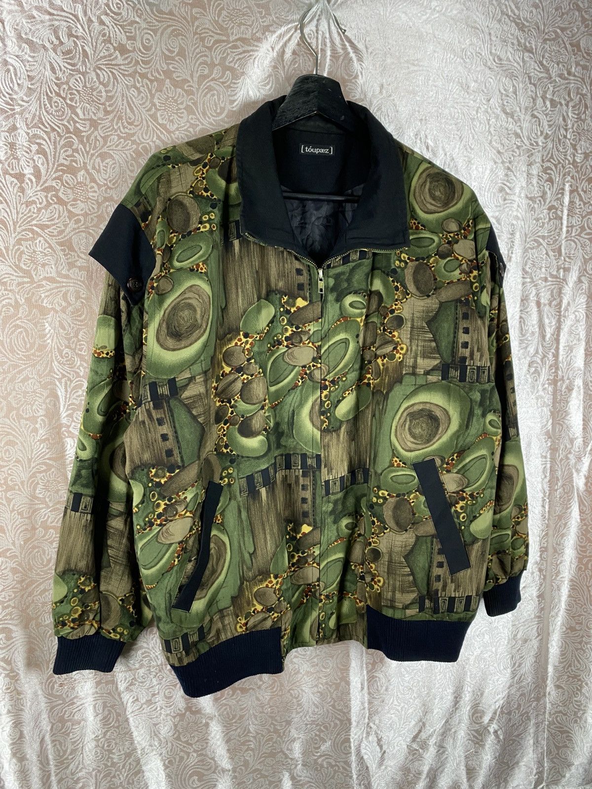 Vintage Toupez Vintage Abstract Pattern Jacket Green Artistic Print Size US L / EU 52-54 / 3 - 5 Thumbnail