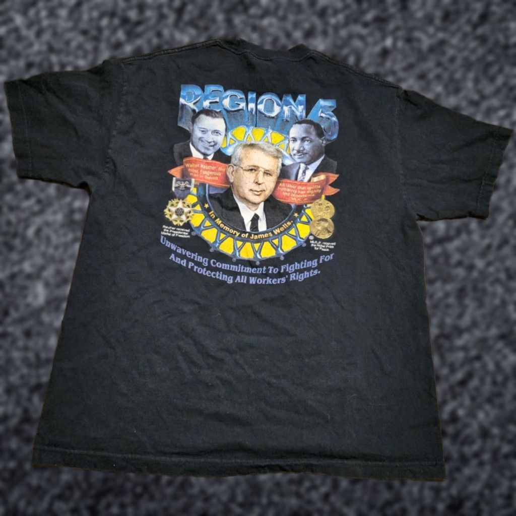 Vintage VINTAGE Murina Mens L Black Retro UAW United Aerospace Workers Union T Shirt Distress Mens Size US L / EU 52-54 / 3 - 1 Thumbnail