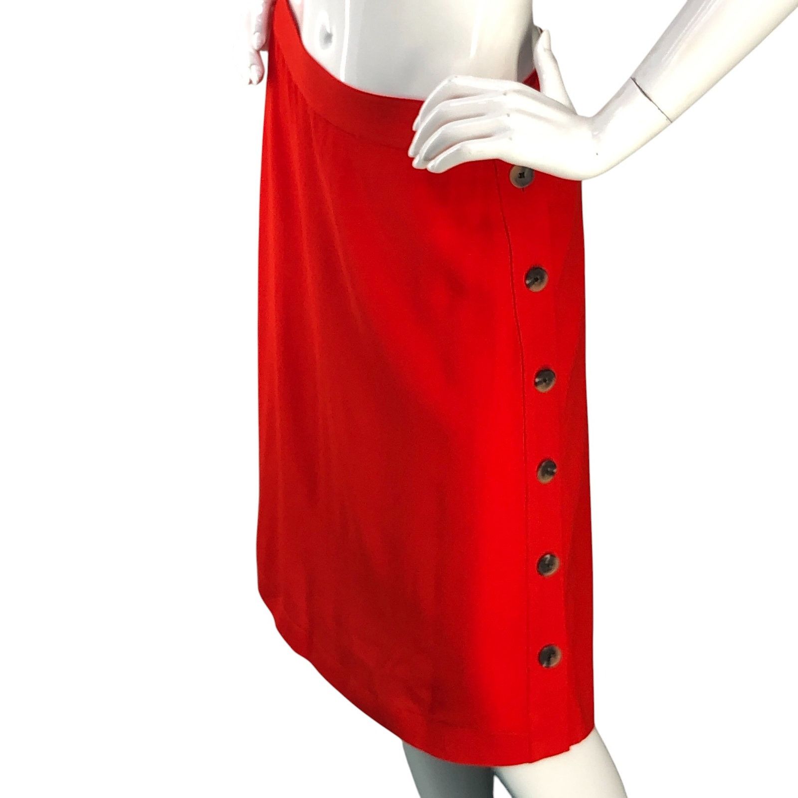Madewell Madewell Size 0 Skirt Side Buttons Knee Length Viscose Red Size 25" / US 0 / IT 36 - 3 Thumbnail