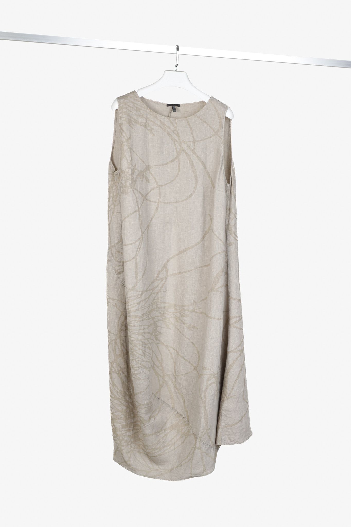 Other Oska Tuelo Taupe Branch-Print Linen Balloon-Hem Dress Size L / US 10 / IT 46 - 1 Thumbnail