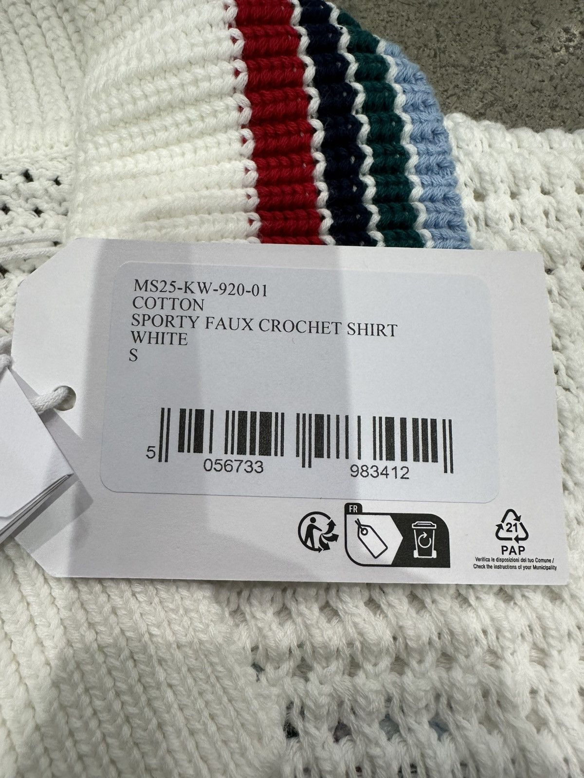 Casablanca CASABLANCA - Sporty Faux Crochet Shirt White Size US S / EU 44-46 / 1 - 4 Thumbnail