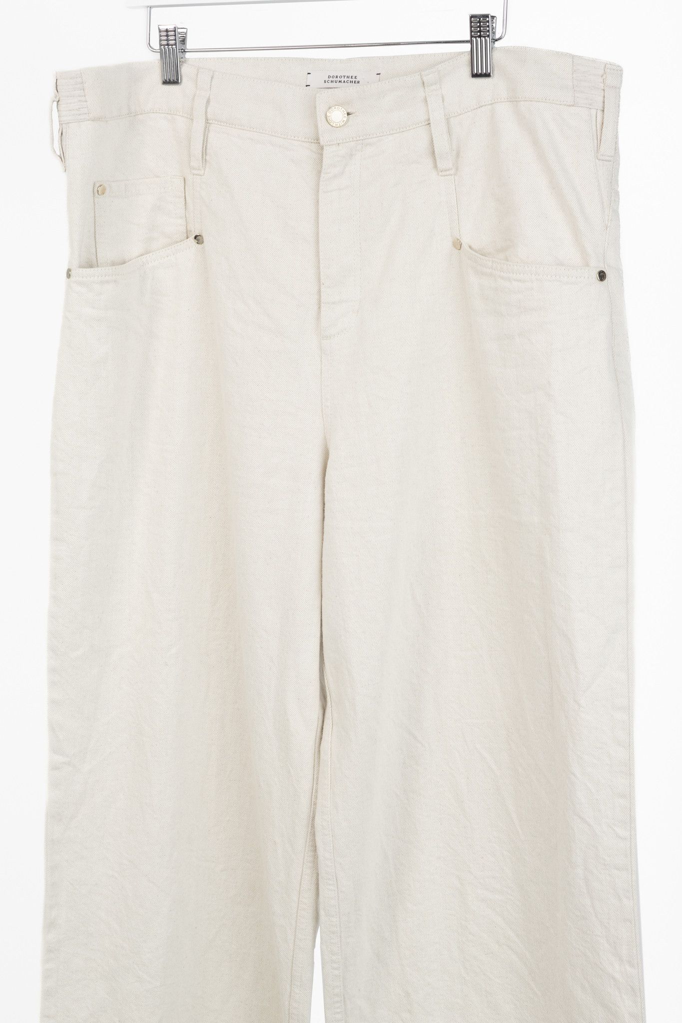 DOROTHEE SCHUMACHER Dorothee Schumacher Cream Cotton Wide-Leg Jeans Size 38" / US 16 / IT 52 - 3 Thumbnail