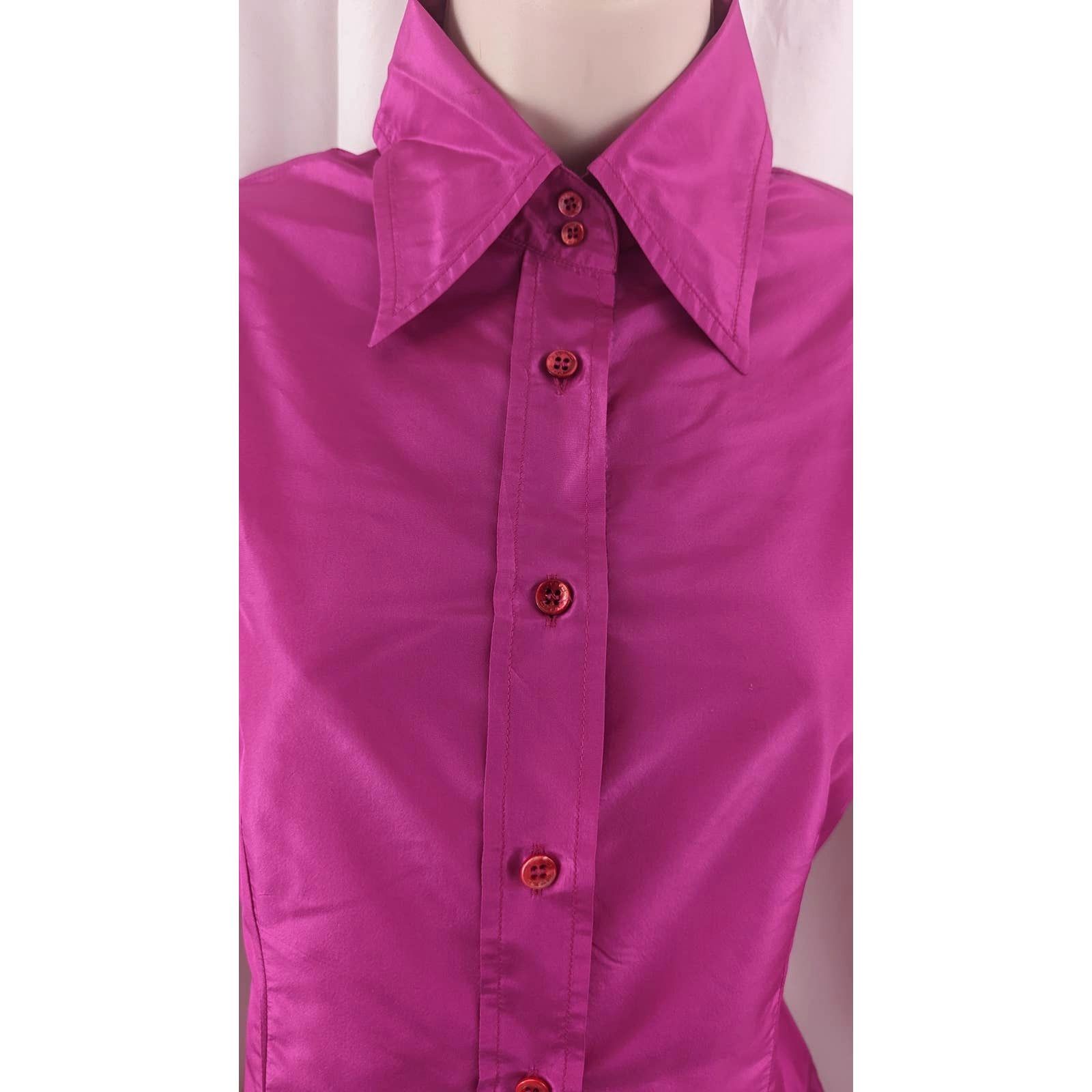 Etro ETRO Pink Fuchsia Silk Button Women's Toop sz 40 Milano Size M / US 6-8 / IT 42-44 - 3 Thumbnail