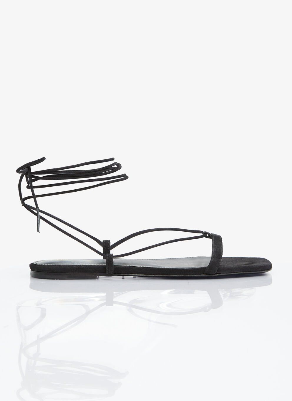 image of Toteme The Suede Tie Sandals in Black, Women's (Size 11)