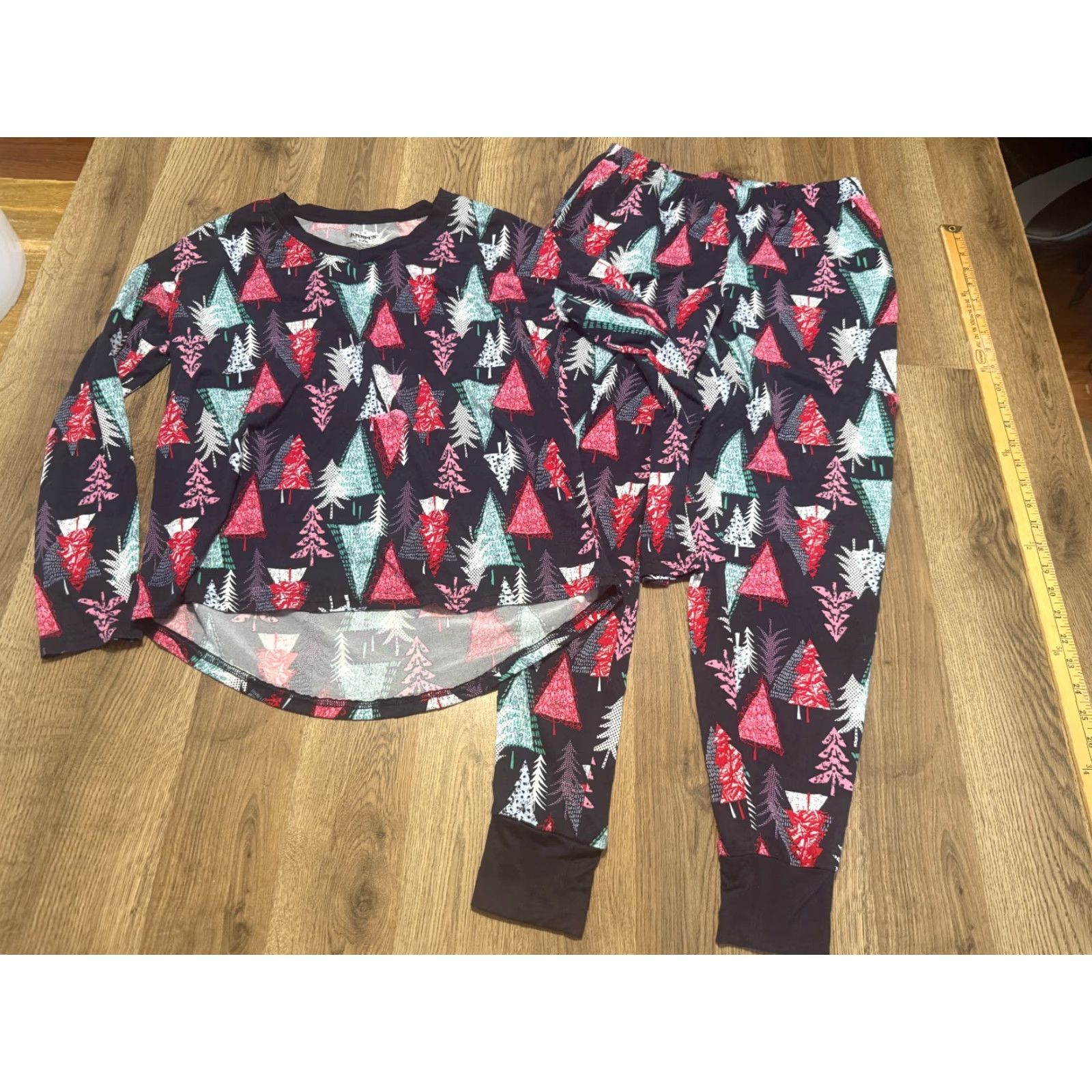 Vintage Joyspun Set Shirt Pants PJ Christmas Holiday Sleepwear Small Blue Tree Women Regular Size S / US 4 / IT 40 - 2 Thumbnail
