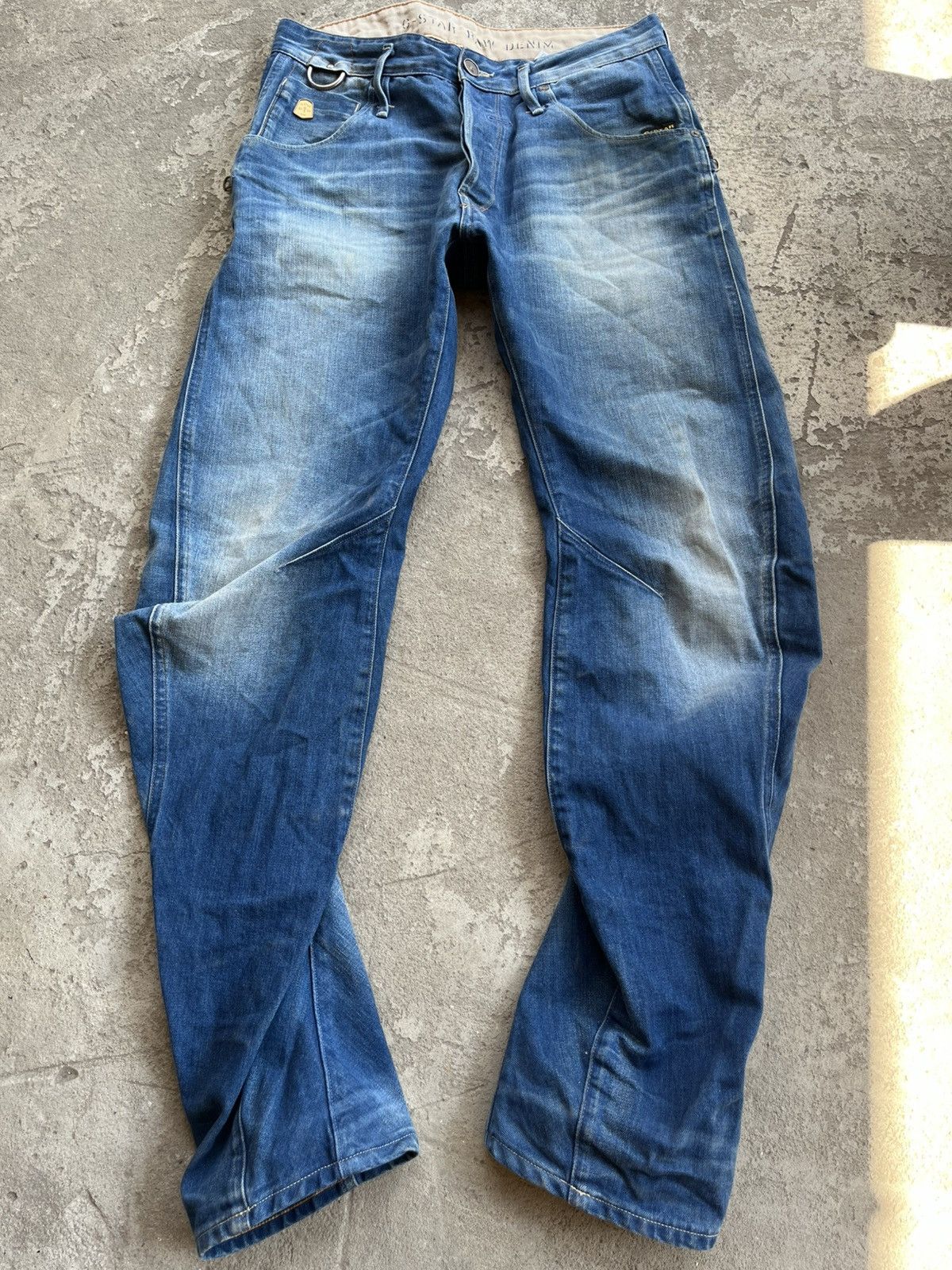 G-Star × Japanese Brand Faded Distressed G Star Taw Arc 3D Loose Tapered Jeans Pants Size US 31 - 2 Thumbnail