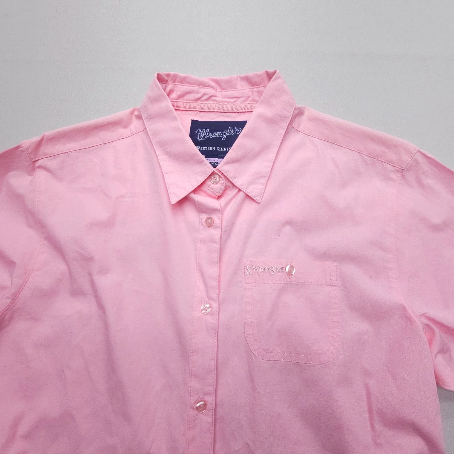 Wrangler Wrangler Western Shirt Womens Medium Pink Breast Cancer Ribbon Long Sleeve Button Up Shirt Size M / US 6-8 / IT 42-44 - 4 Thumbnail