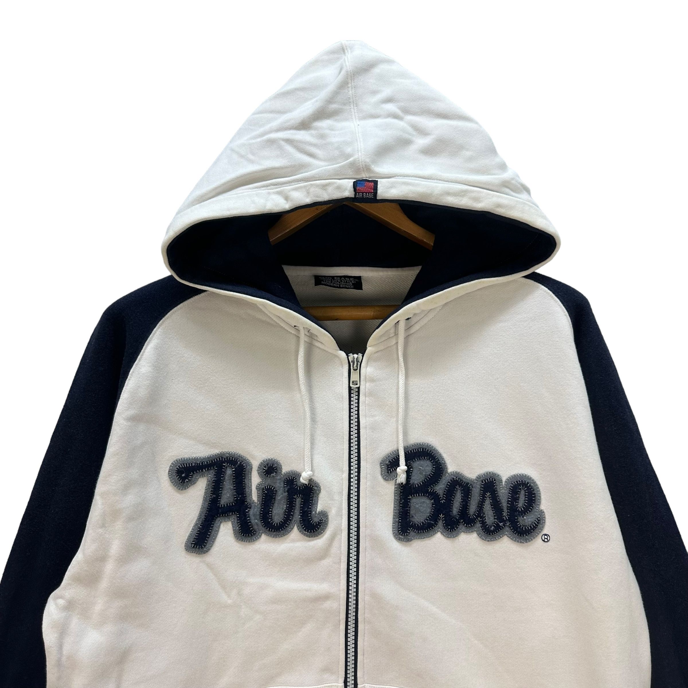 Vintage AIR BASE SPELLOUT BIG LOGO ZIPPER HOODIES #8742-024 Size US L / EU 52-54 / 3 - 2 Thumbnail