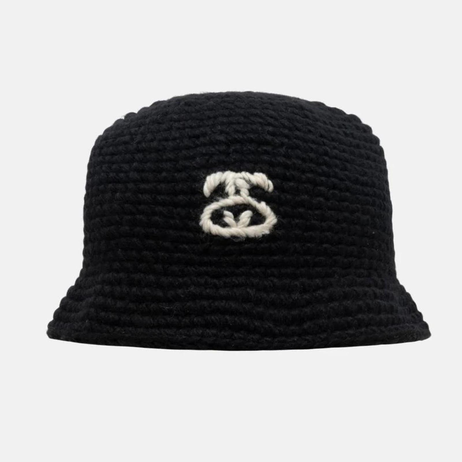 image of Stussy Crochet Knit Ss Link Bucket Hat In Black, Women's