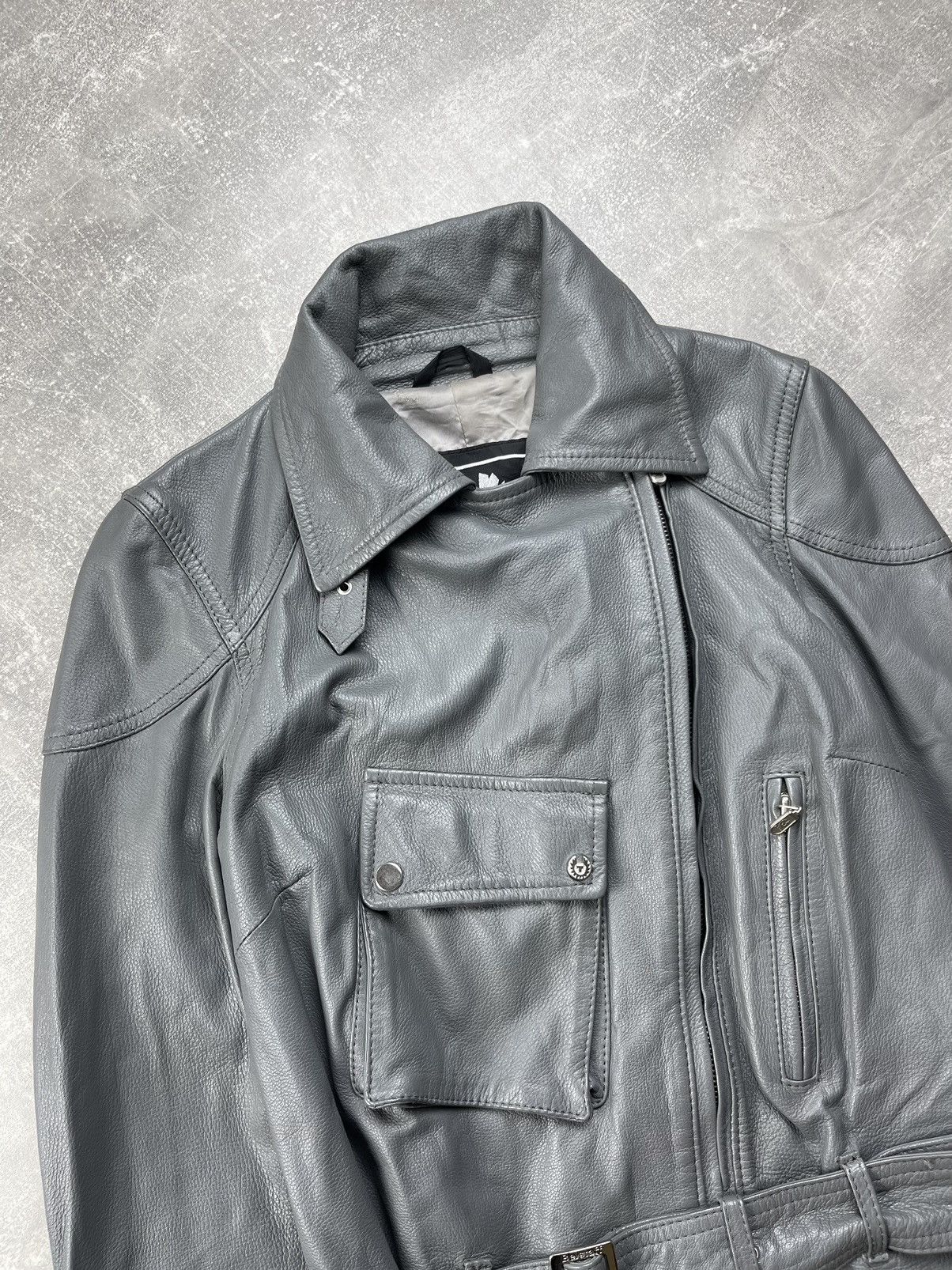 Belstaff Belstaff Gold Label Ladies Biker Belted Gray Leather Jacket Size S / US 4 / IT 40 - 6 Thumbnail