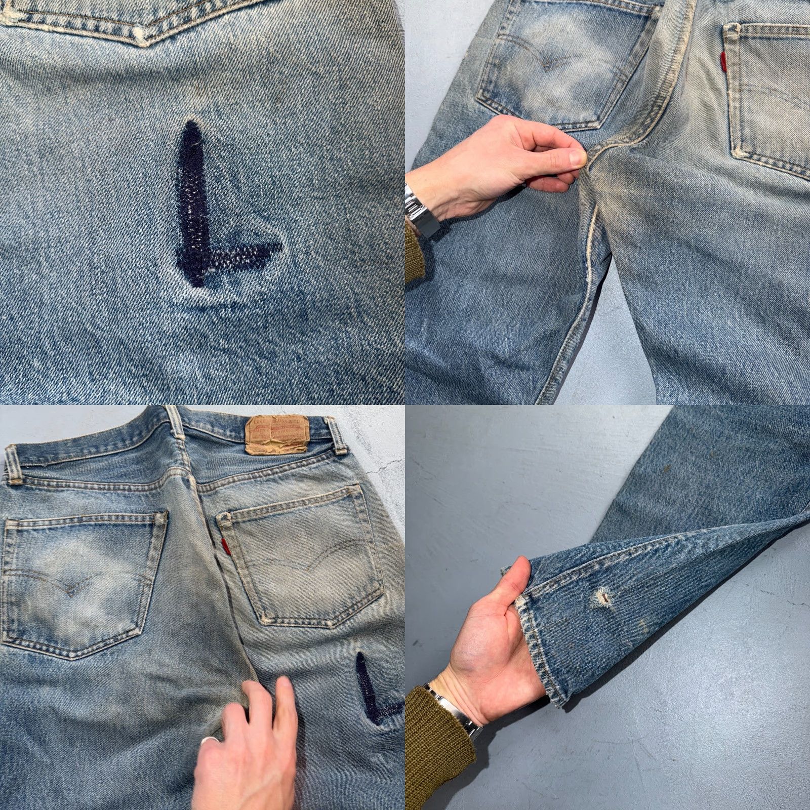 Levi's VINTAGE Levi's 501 Jeans Light Wash 35x34 80s USA Selvedge 5-Pocket Denim Straight Mens Blue Cotton Belted Distressed N/A Size US 35 - 11 Thumbnail