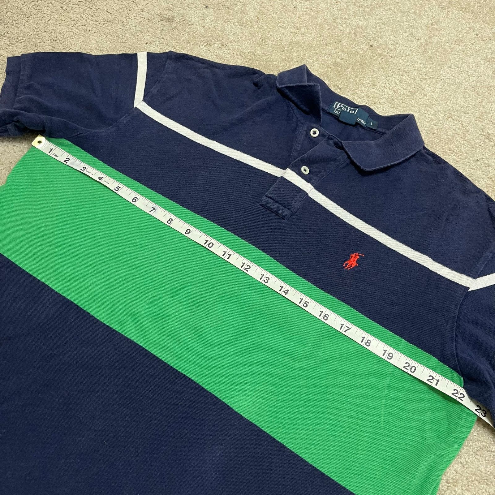 Polo Ralph Lauren Polo Ralph Lauren Striped Navy Green Polo Shirt Large Size US L / EU 52-54 / 3 - 5 Thumbnail