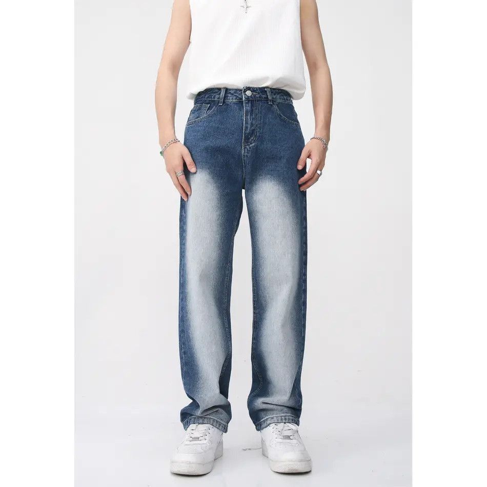Japanese Brand Retro loose straight leg gradient jeans Size US 32 / EU 48 - 4 Thumbnail