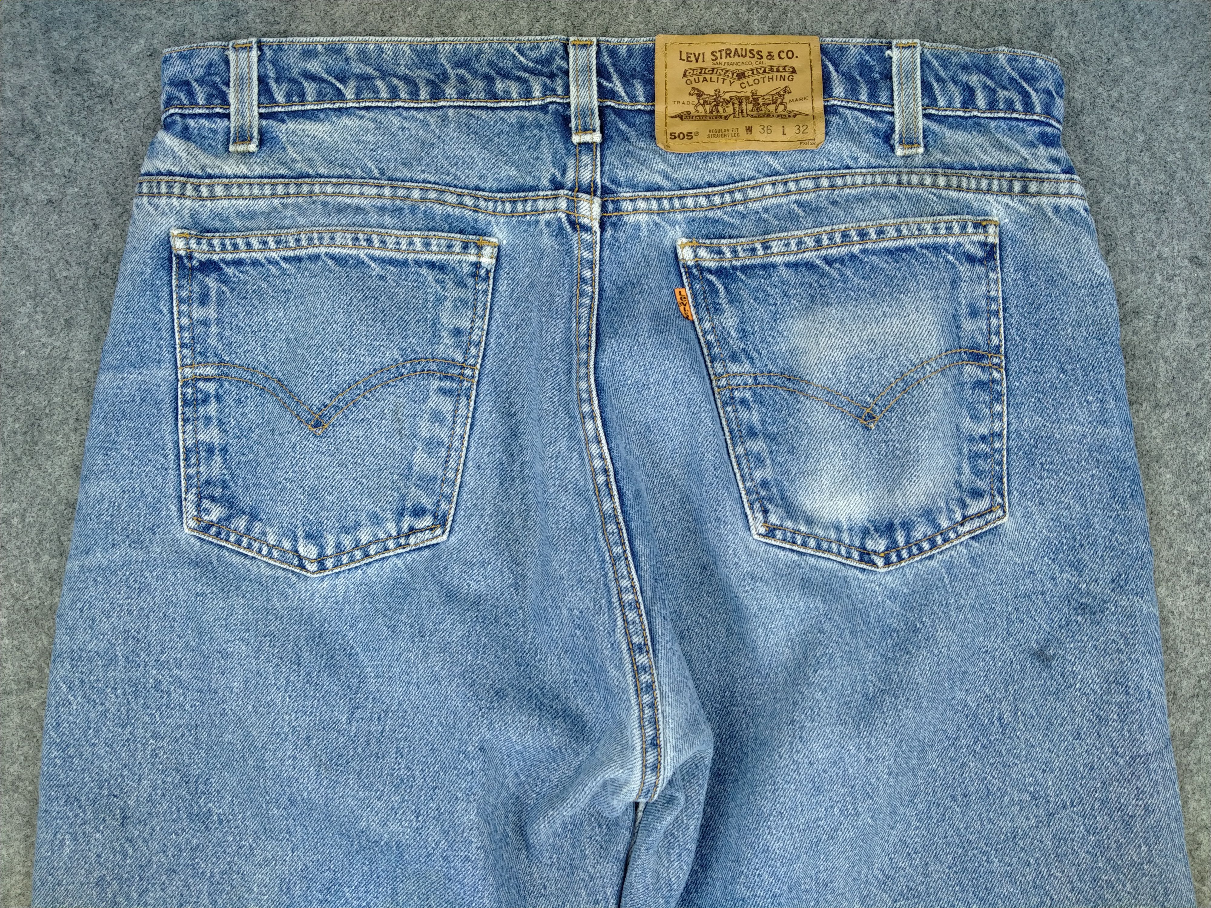Levi's Blue Wash Vintage Levi's 505 Orange Tab Denim 35x30.5 JN433 Size US 35 - 4 Thumbnail