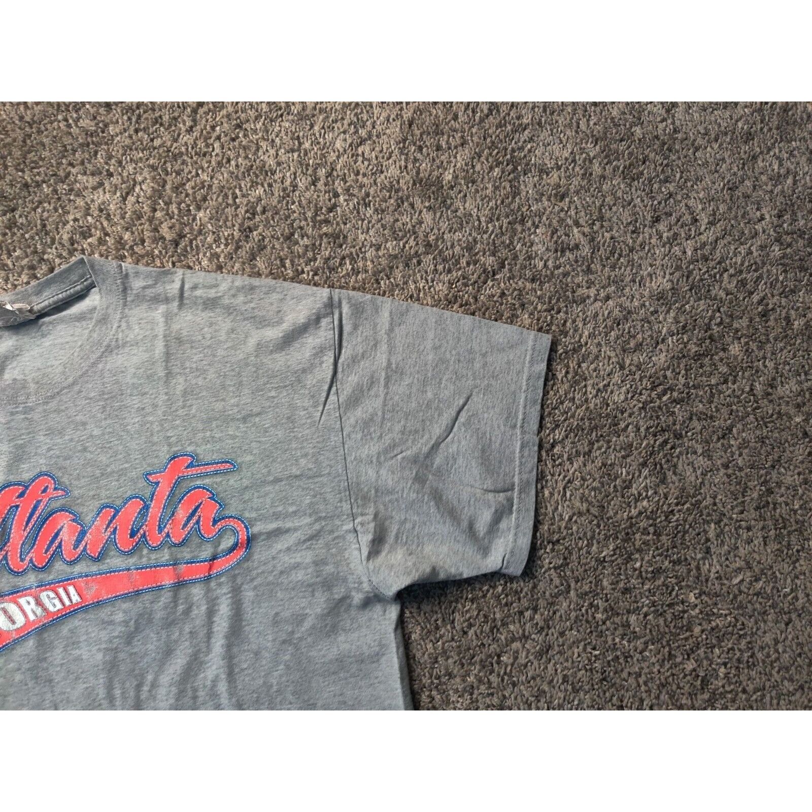 Jerzees Atlanta Gerogia Shirt Adult Mens XL Gray Red Spell Out Size US XL / EU 56 / 4 - 4 Thumbnail