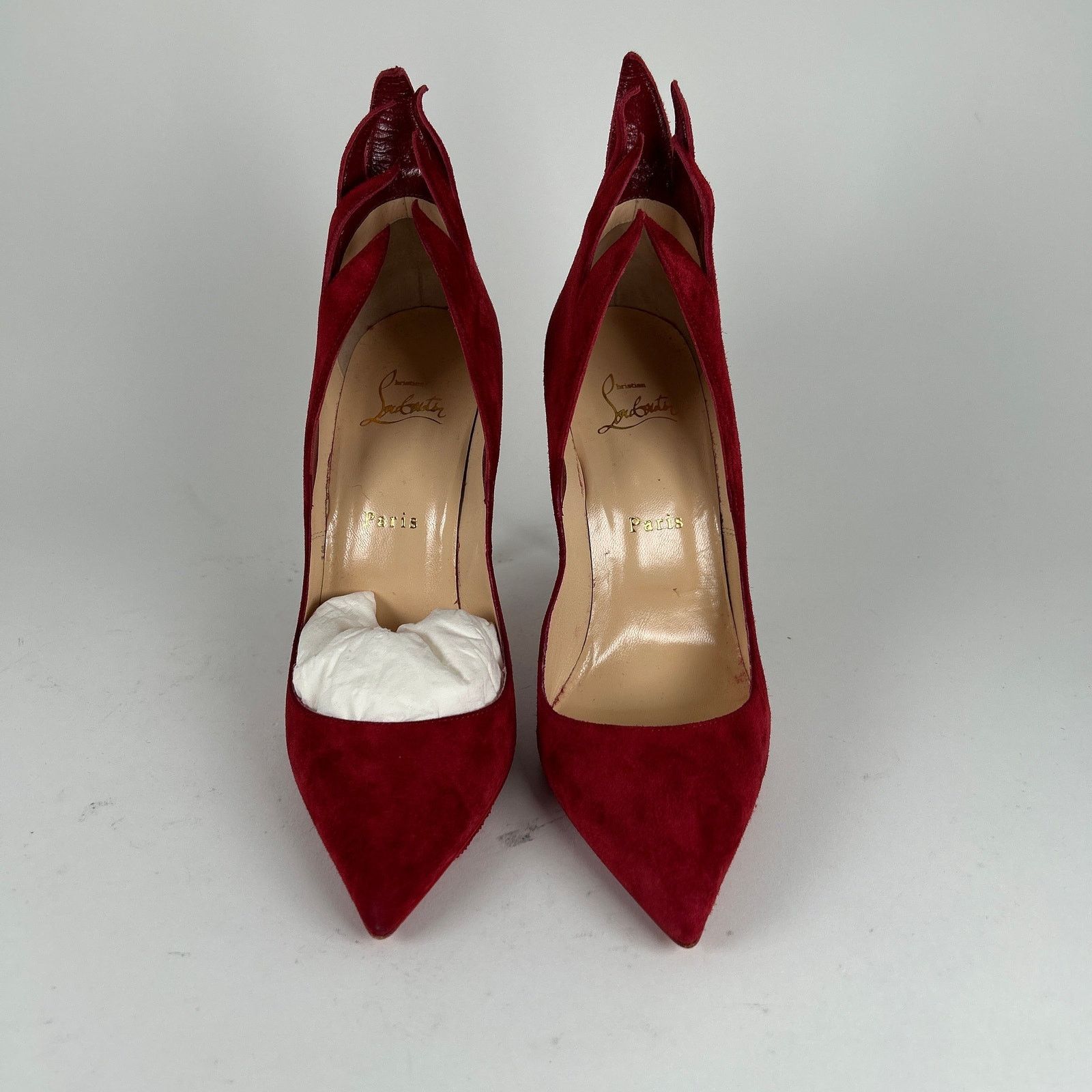 Christian Louboutin Christian Louboutin Red Velour 'Victorina' Heels Size 39 Size US 9 / IT 39 - 2 Thumbnail