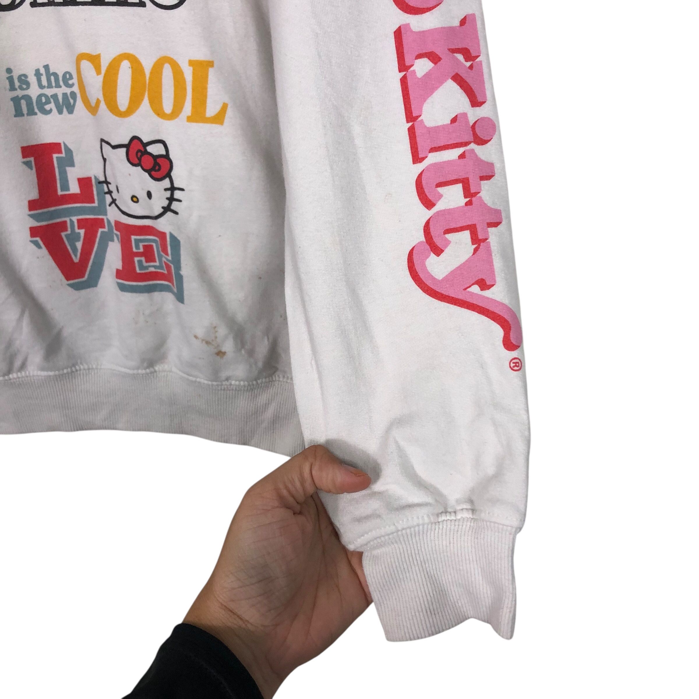 Japanese Brand 📌Vintage Cropped Sweatshirt Cartoon Hello Kitty Big Logo Size US XS / EU 42 / 0 - 12 Thumbnail