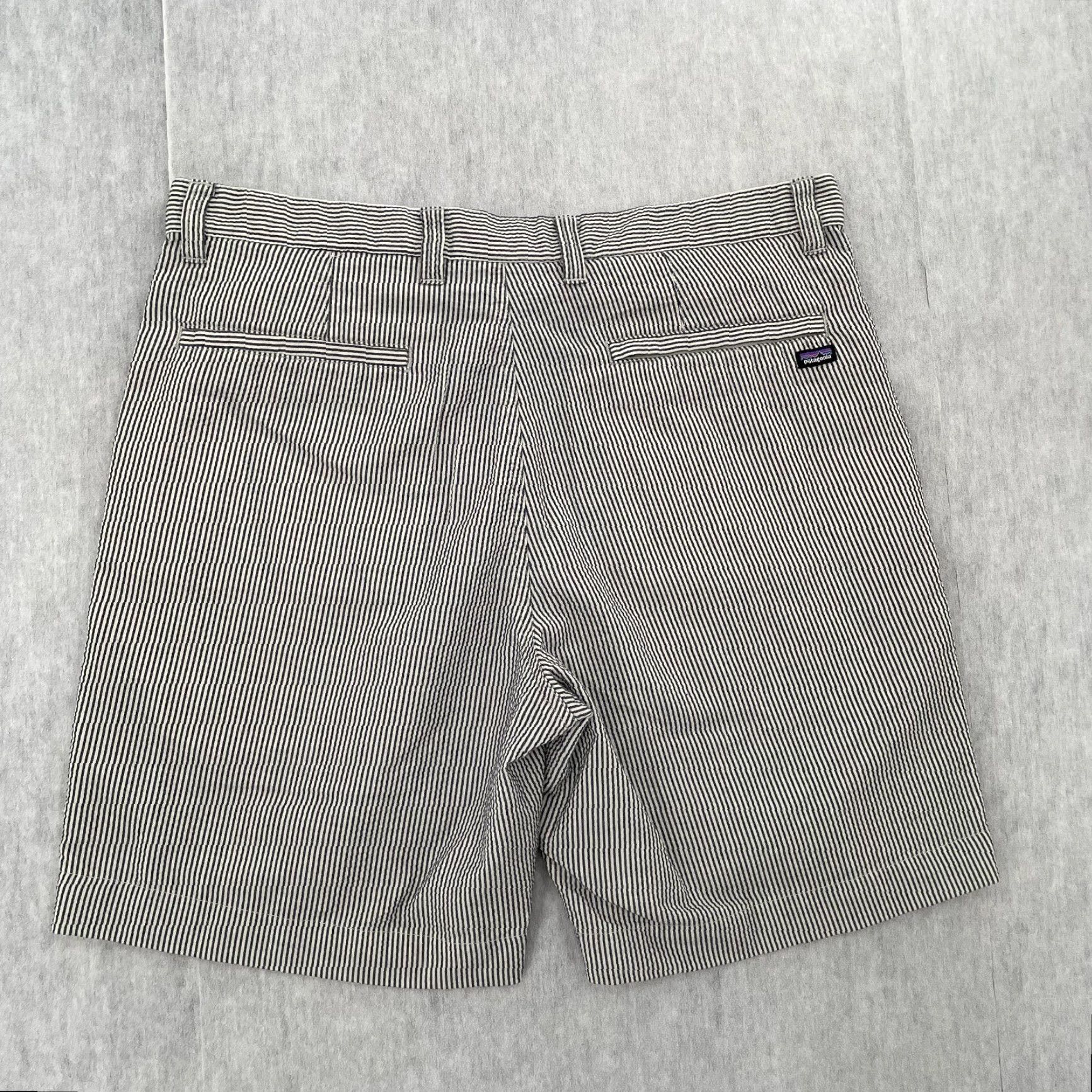 Patagonia Patagonia Shorts Adult 34 Gray Striped Chino Pockets Casual Belt Loops Logo Mens Polyester Organic Cotton Size US 34 / EU 50 - 2 Thumbnail