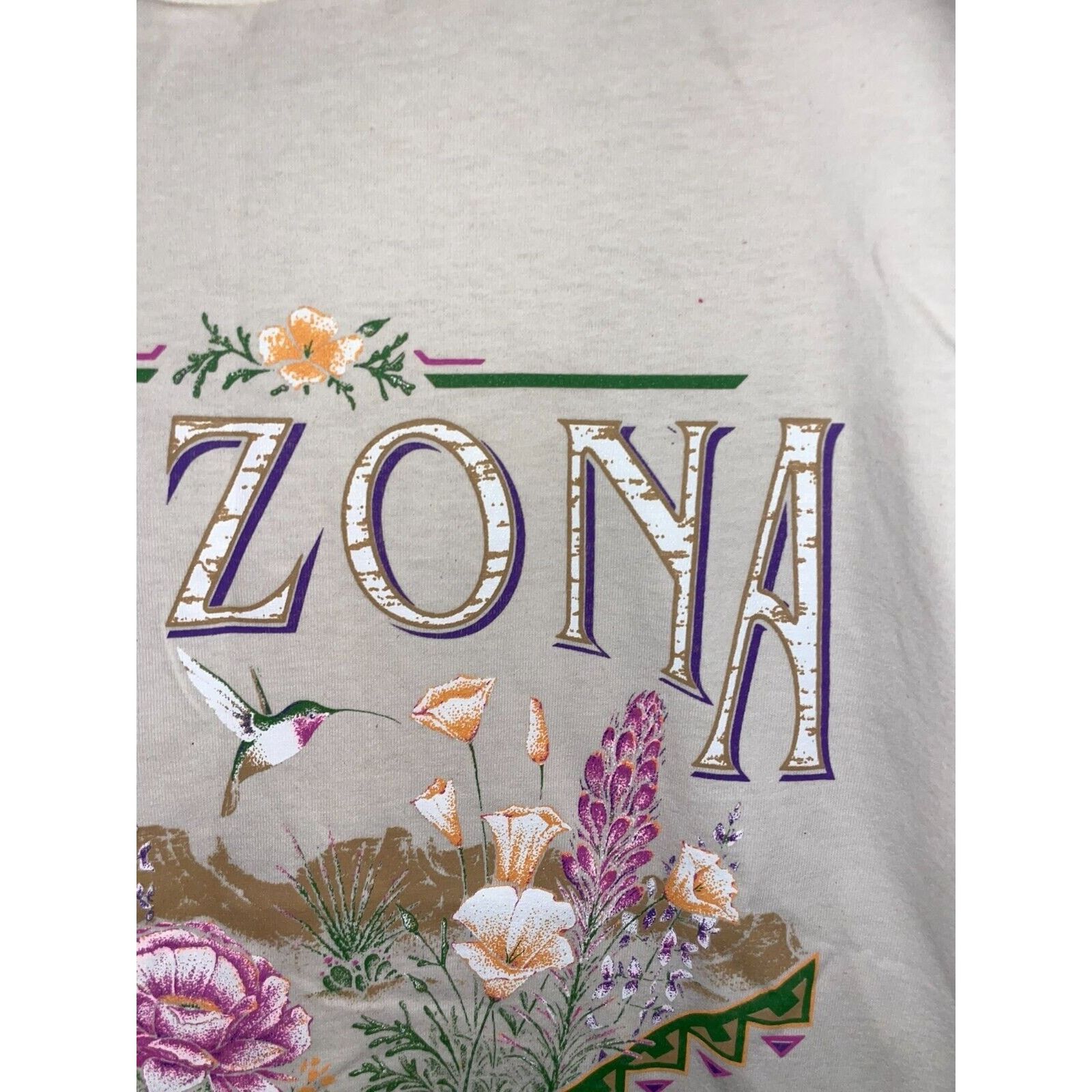Jerzees 90s Vintage Arizona Desert Flowers White Shirt VTG L Large Size US L / EU 52-54 / 3 - 4 Thumbnail