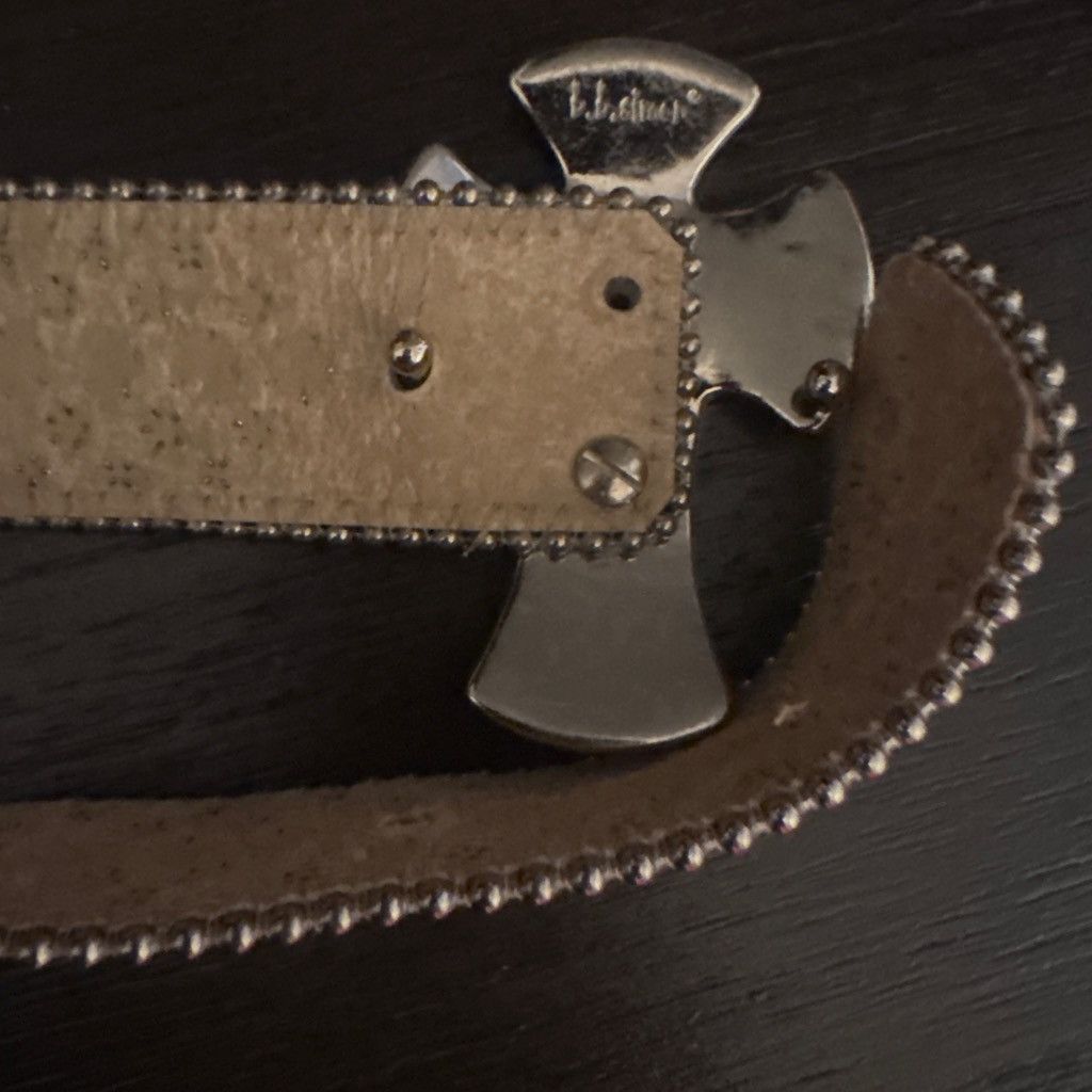 B.B. Simon B.B Simon Cross White Leather Swarovski Crystal Belt Size 30 - 3 Thumbnail