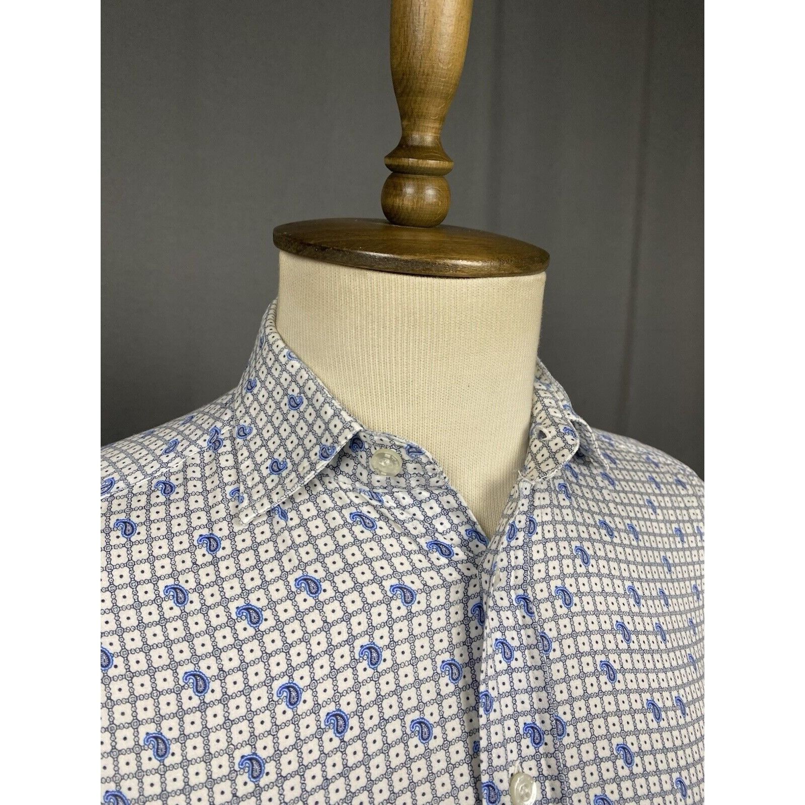 Etro Etro Paisley Men's White Blue Longsleeve Checked Shirt Size Size US S / EU 44-46 / 1 - 1 Thumbnail