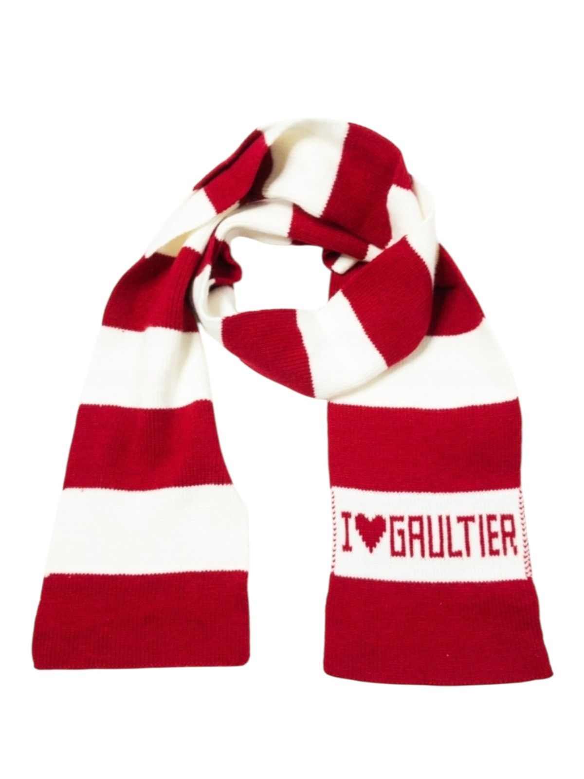 Jean Paul Gaultier Jean Paul Gaultier I Love JPG Striped Red White Scarf Size ONE SIZE - 1 Thumbnail