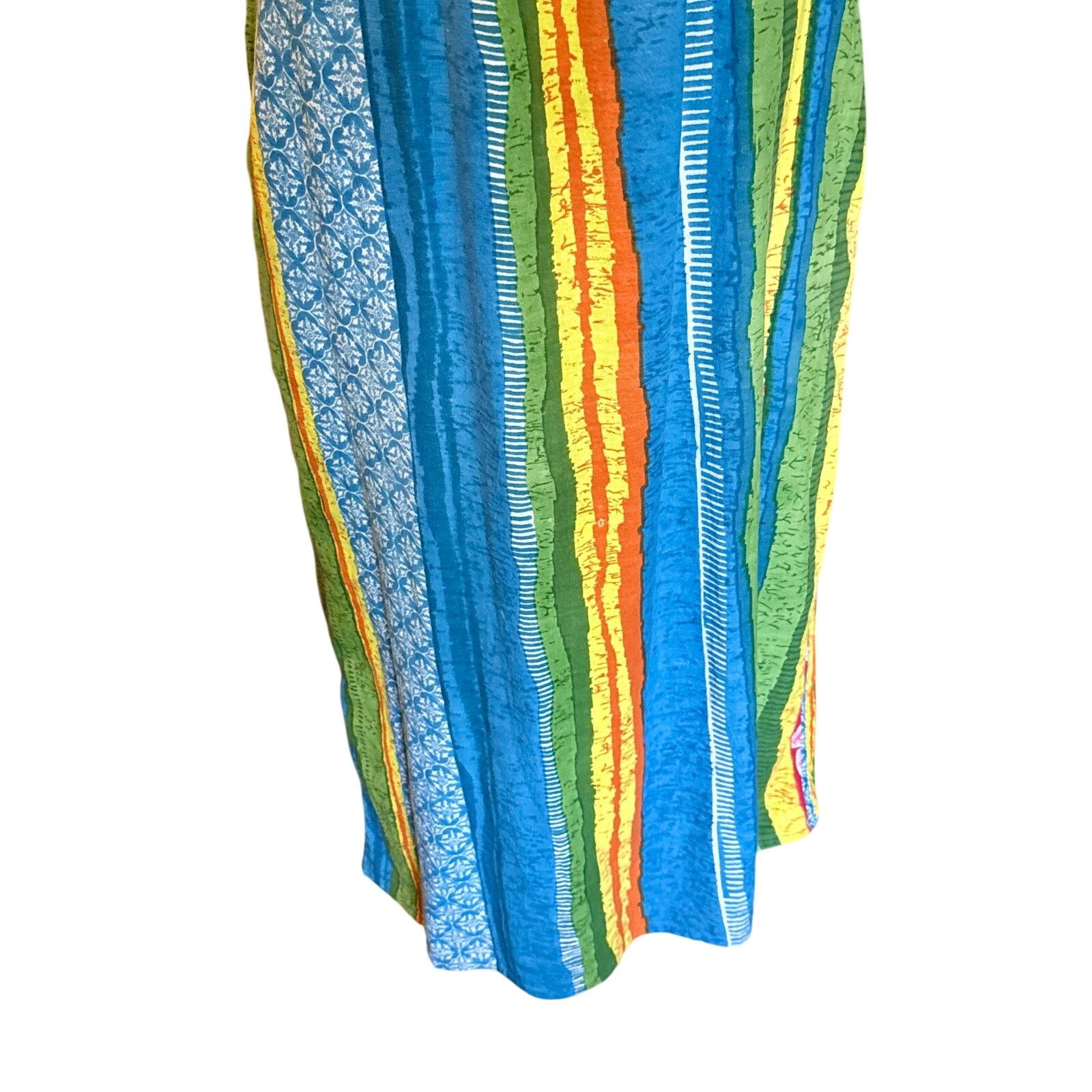 Vintage Vintage Daffodil Multi Blue Pink Stripe Maxi Dress Small Med Size M / US 6-8 / IT 42-44 - 3 Thumbnail