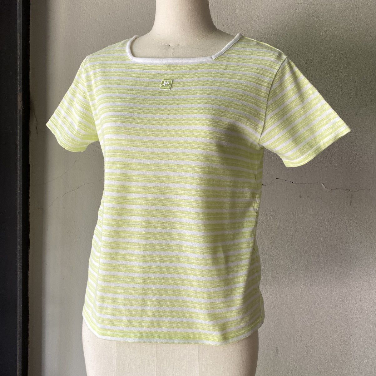 Courreges Courreges Lime Green Striped Short Sleeve Tee Size XS / US 0-2 / IT 36-38 - 16 Thumbnail