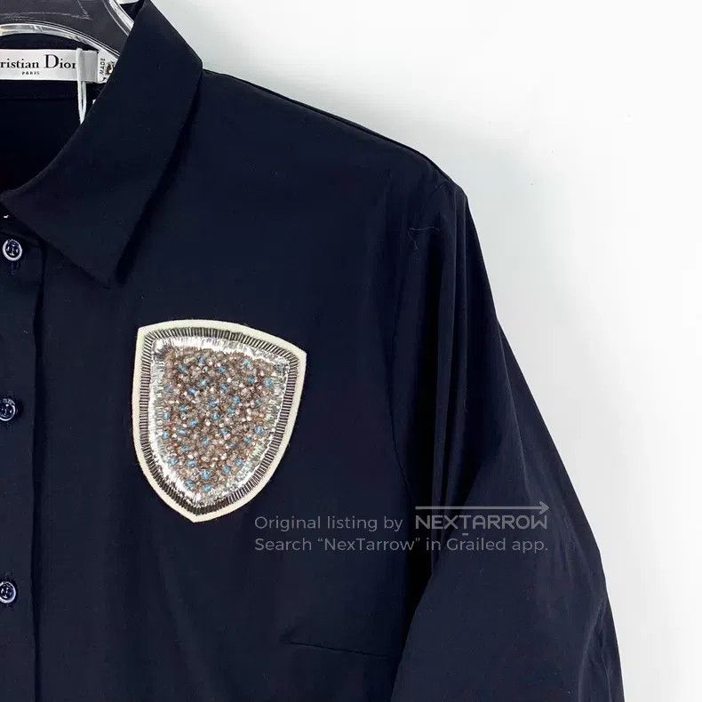 Dior Dior Dark blue badge diamond cotton lapel single-breasted Size XS / US 0-2 / IT 36-38 - 3 Thumbnail