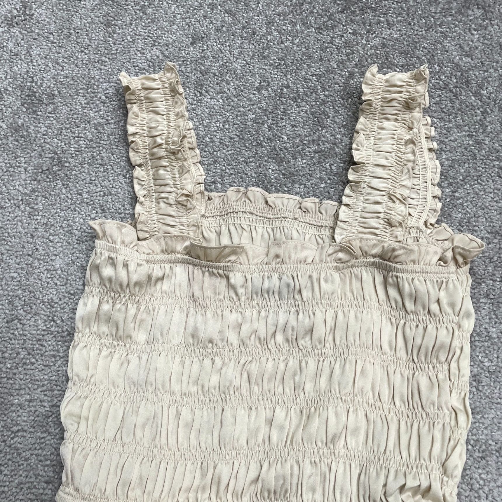 AQUA Aqua Smocked Cropped Tank Womens Small Beige Tan Sleeveless Casual Knit Polyester Beach Modern Size S / US 4 / IT 40 - 3 Thumbnail