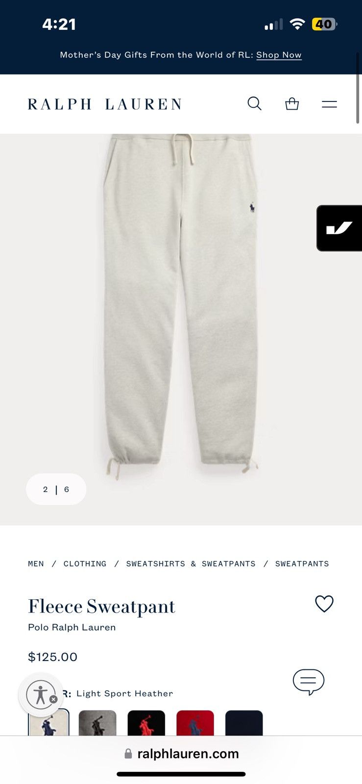 Polo Ralph Lauren Ralph Lauren Men’s Fleece Sweatpants Size US 32 / EU 48 - 2 Thumbnail