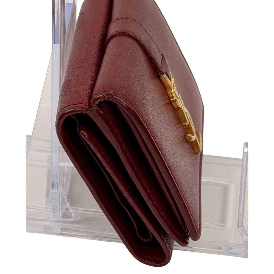 Yves Saint Laurent Saint Laurent Fold Pursee Tiny Compact Wallet YSL Bordeaux Size ONE SIZE - 3 Thumbnail