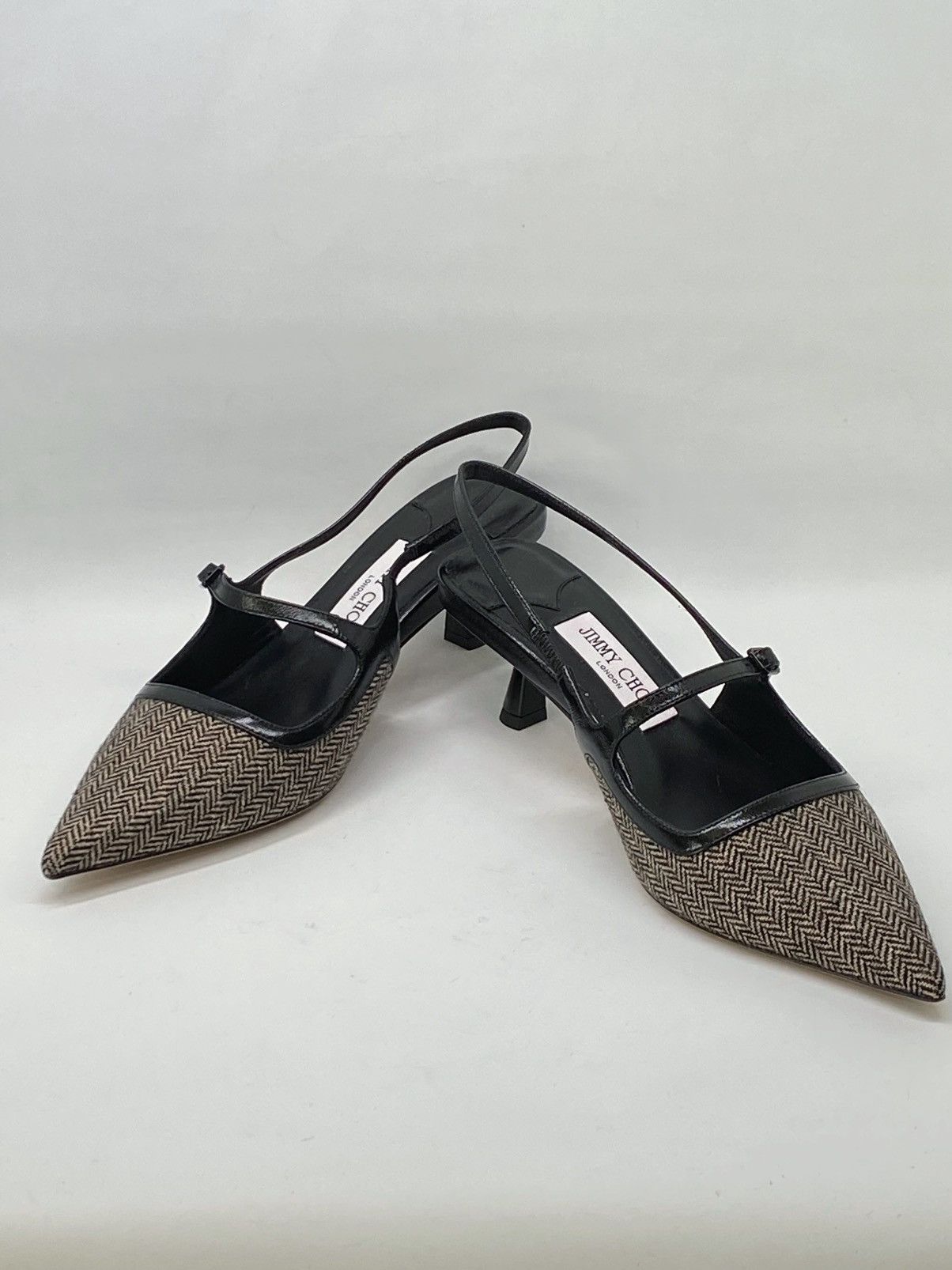 Jimmy Choo Jimmy Choo Didi 45MM Herringbone Slingback Pumps size 39 Size US 9 / IT 39 - 4 Thumbnail