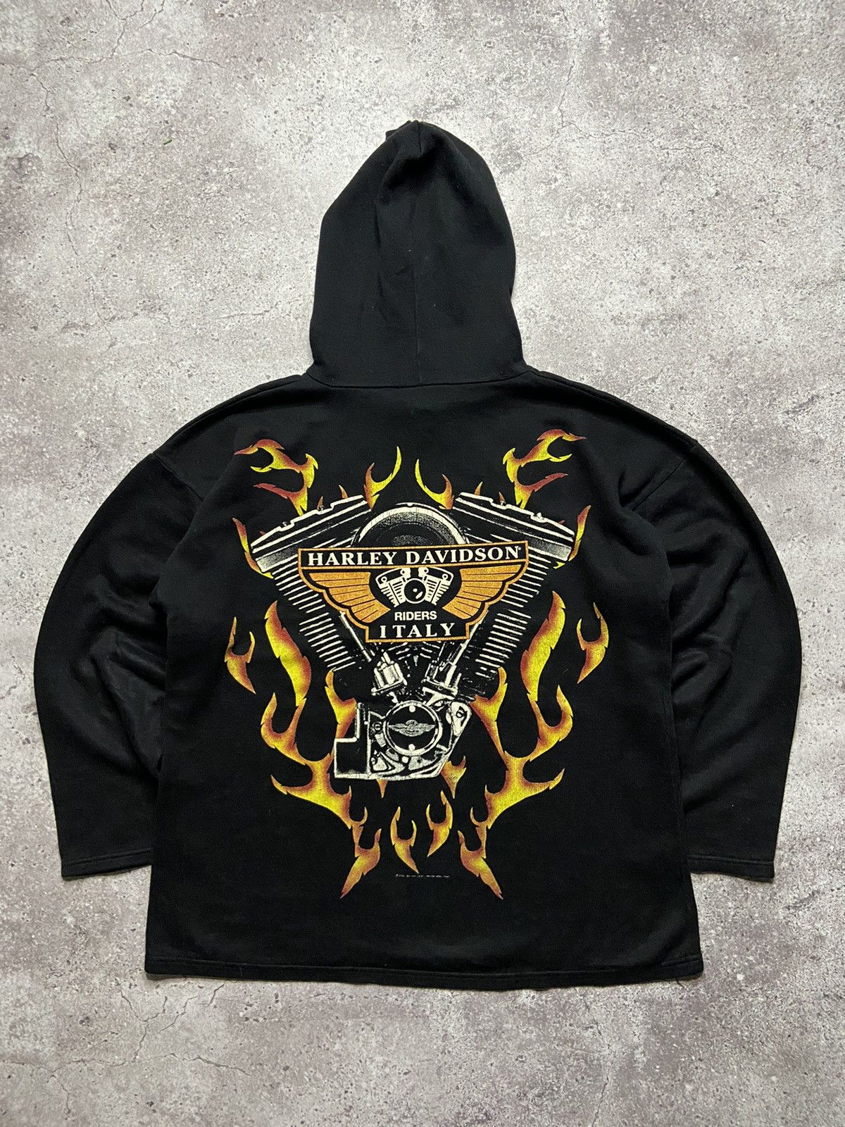 Harley Davidson × Vintage Vintage 1999 Harley Davidson Raiders Italy Hoodie Size US M / EU 48-50 / 2 - 2 Thumbnail