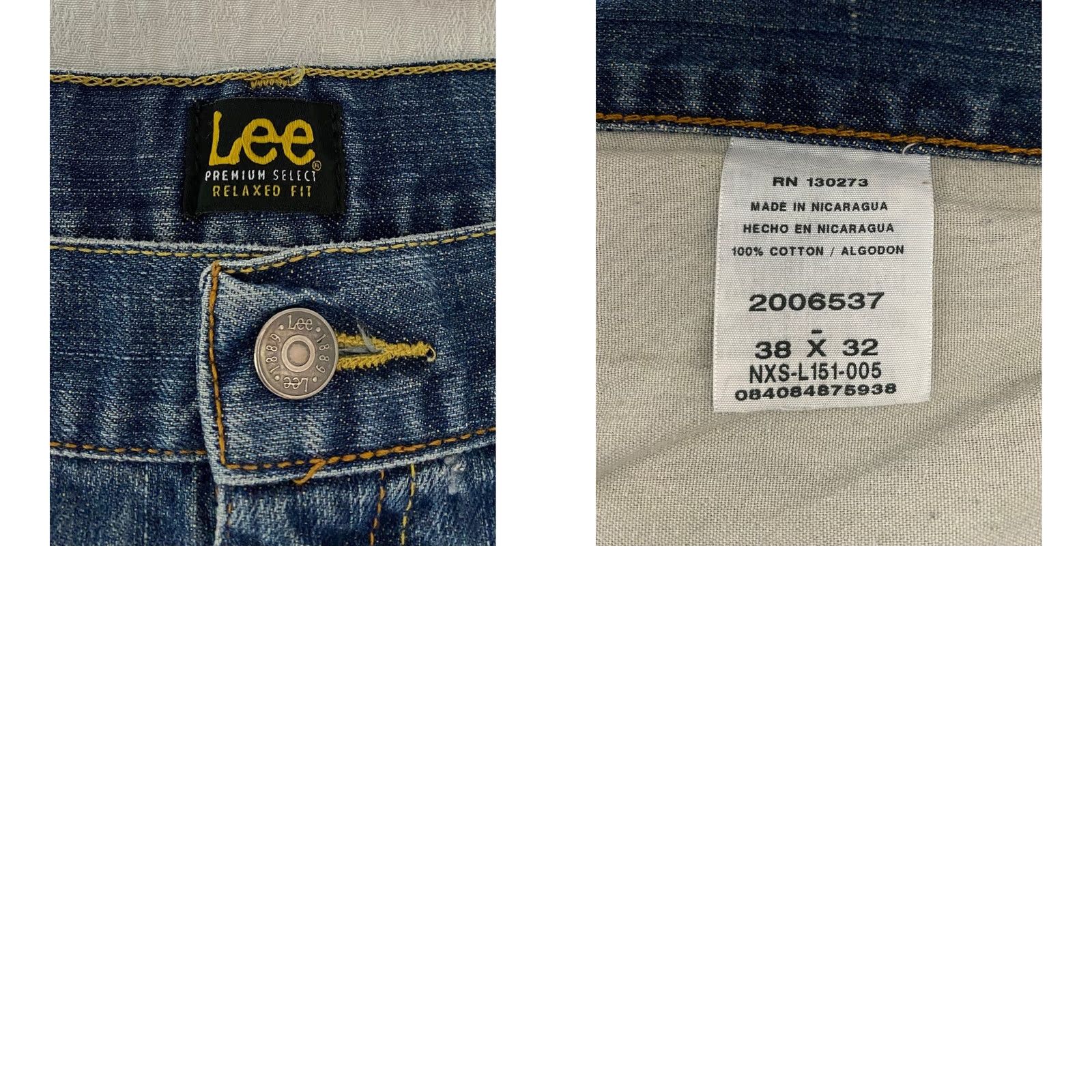 Lee Lee Premium Select Relaxed Fit Jeans Mens 38x32 Medium Wash Blue 5-Pocket Denim Straight Leg Size US 38 / EU 54 - 8 Thumbnail